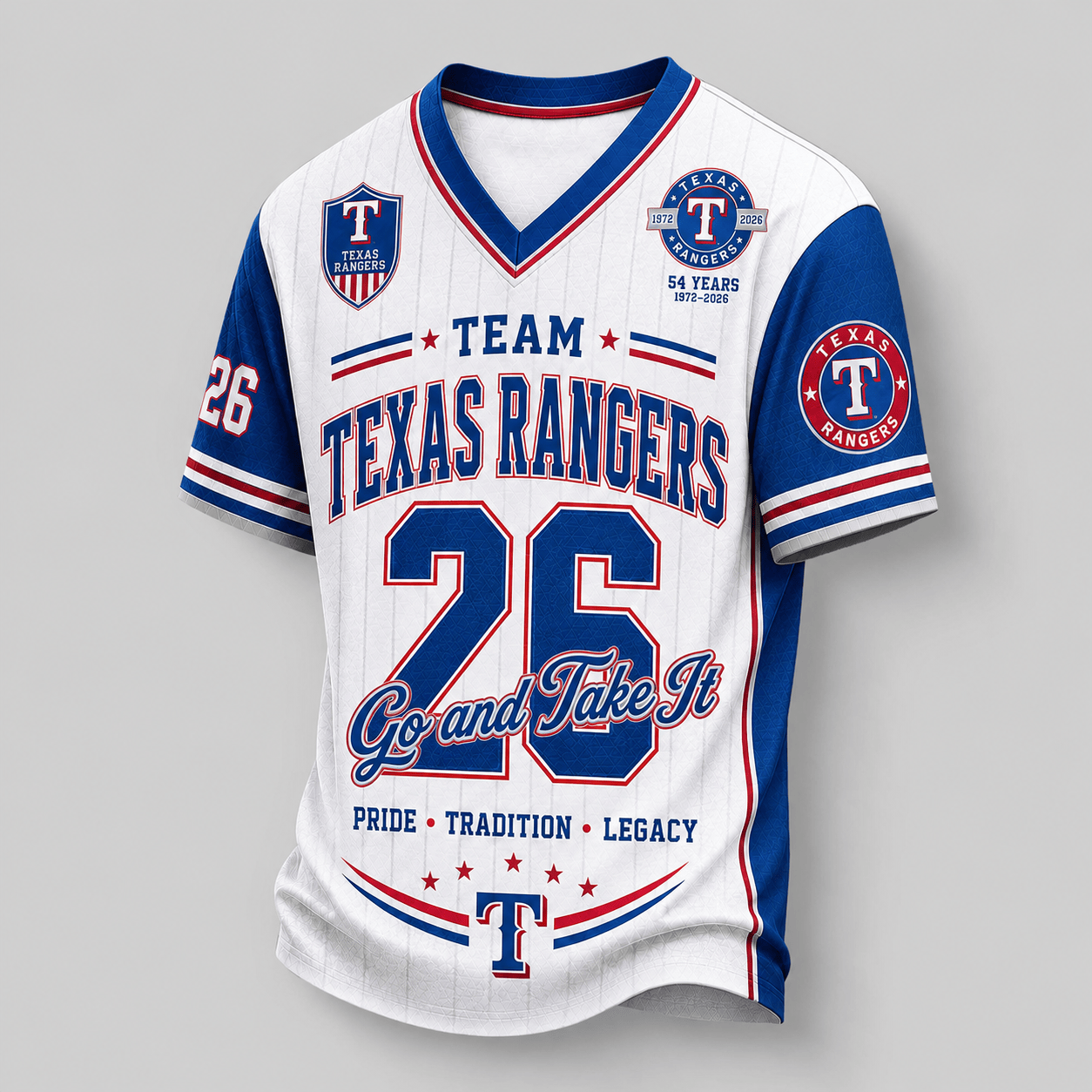 Texas Rangers | Premium MLB Legacy Pride V-Neck Jersey