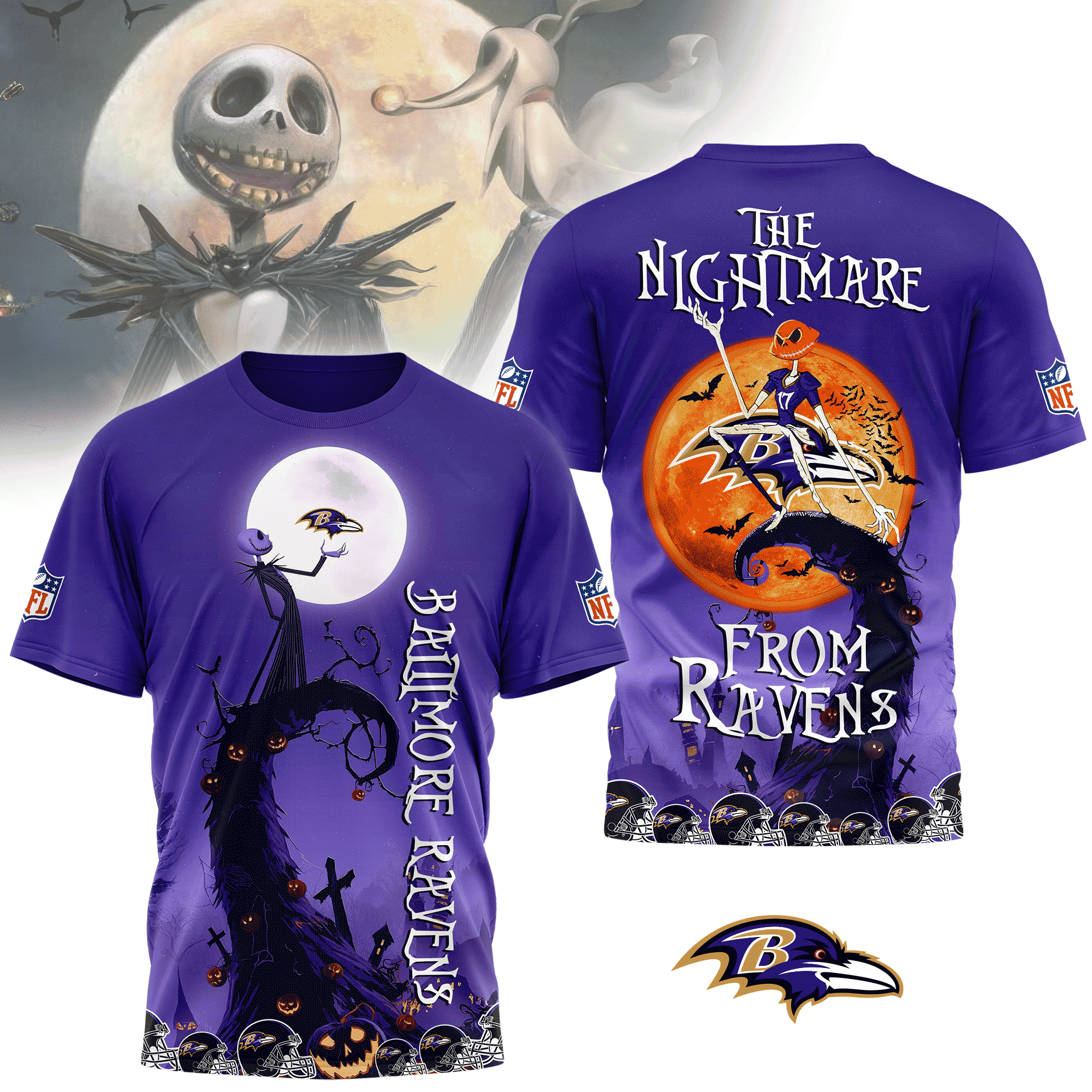 Baltimore Ravens | Premium NFL Halloween The Nightmare 3D Shirt NY
