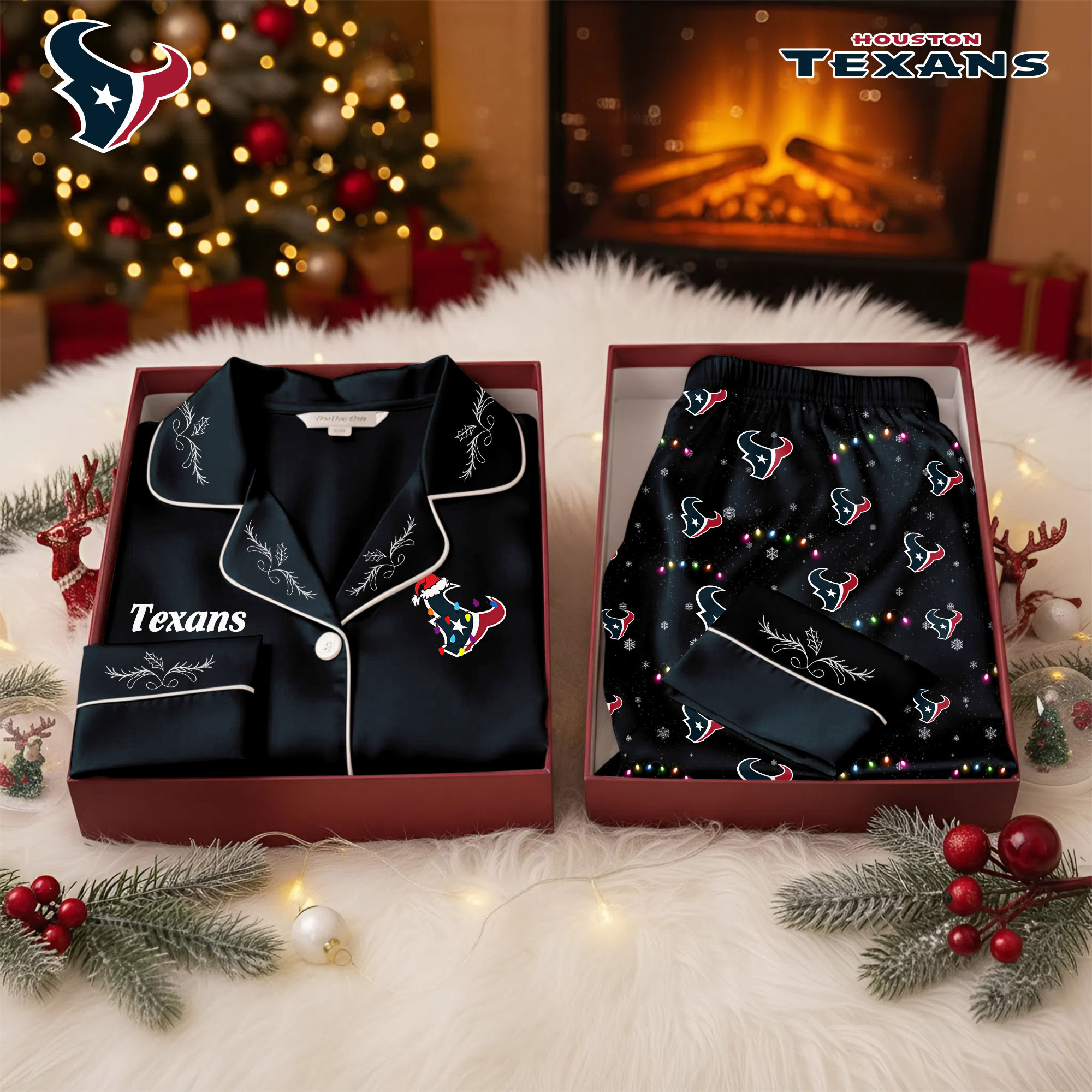 Houston Texans | Premium NFL Christmas Cozy Pajamas TD