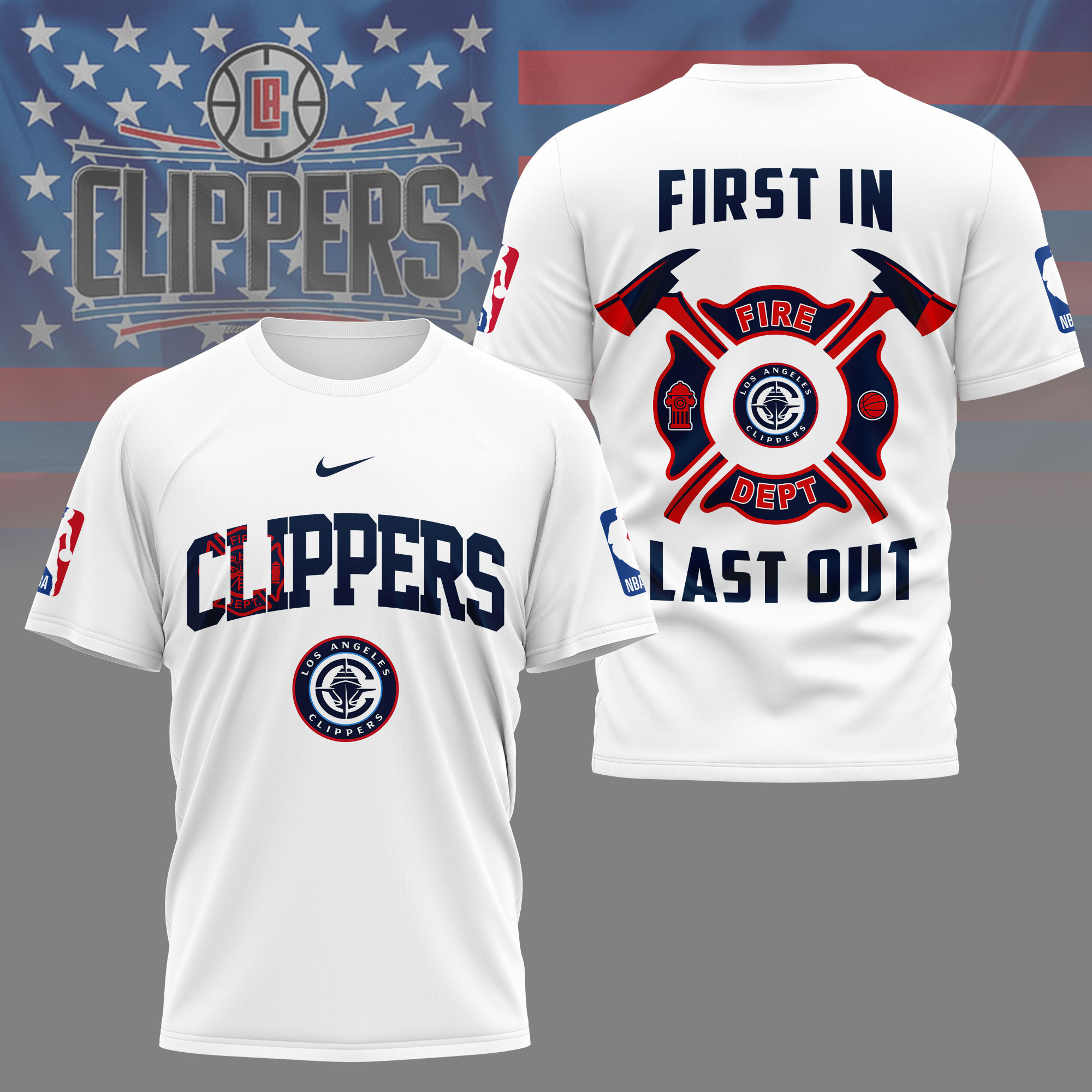 Los Angeles Clippers | Premium NBA Fire Dept 3D Shirt TD