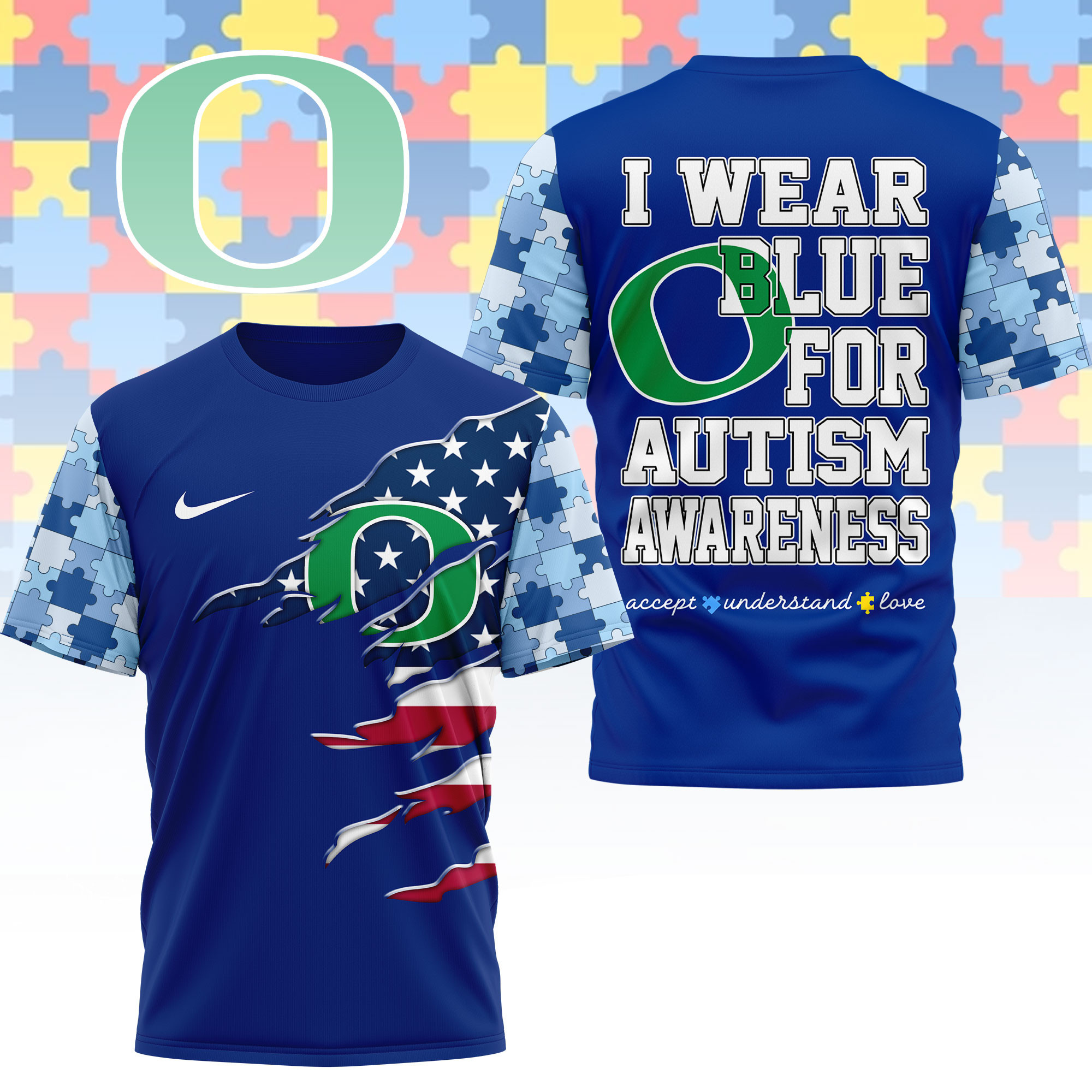 Oregon Ducks | Premium NCAA Autism Strong 3D Shirt NY