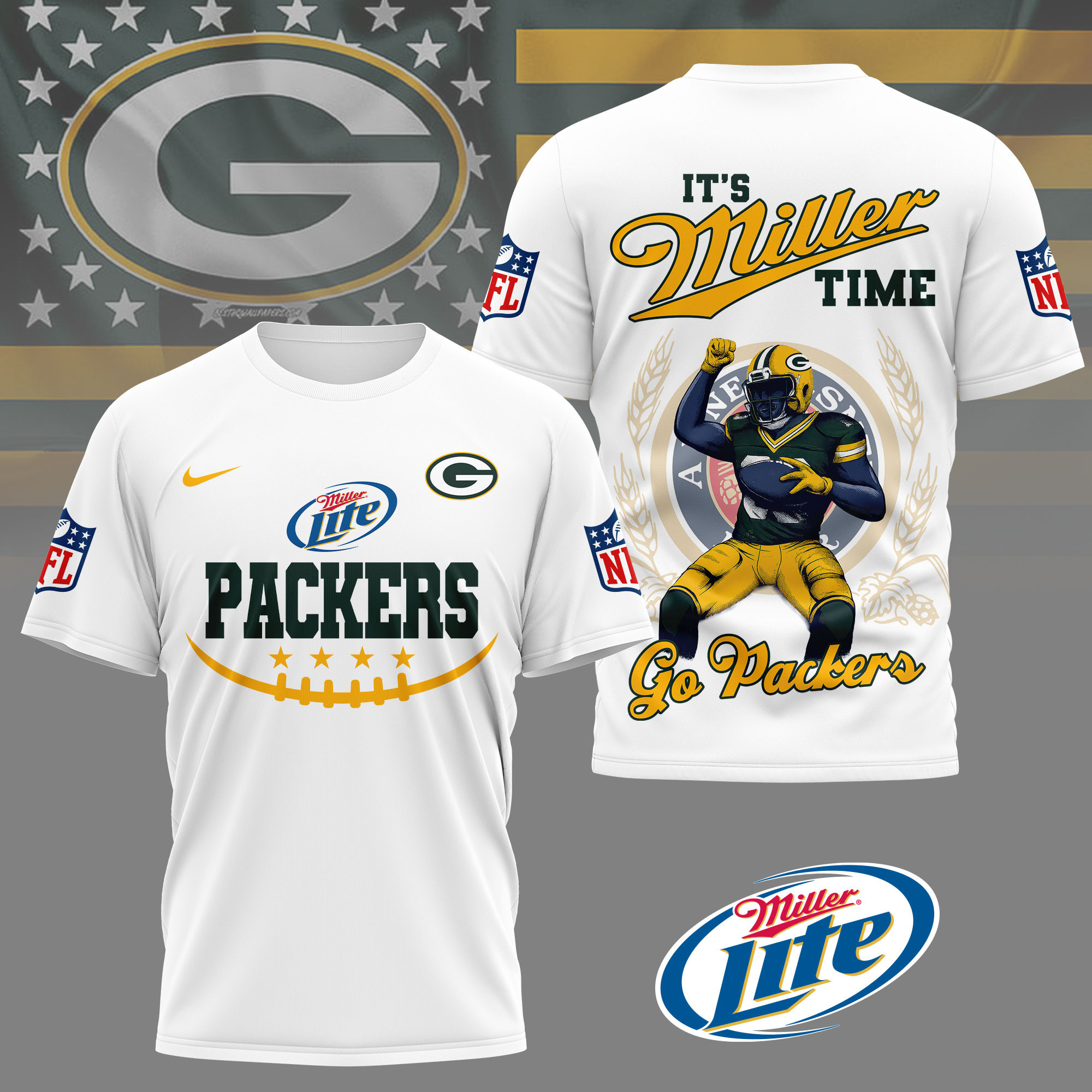 Green Bay Packers | Premium NFL Miller Lite 3D Shirt NY