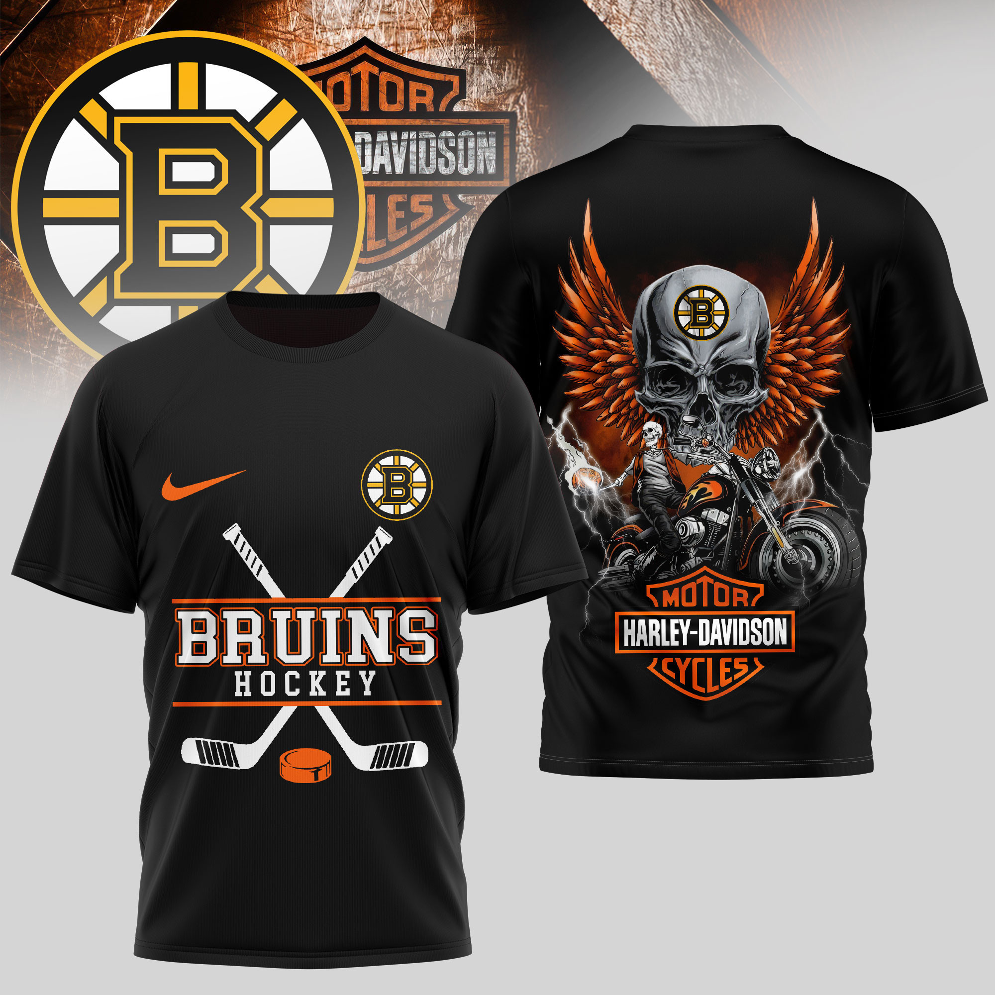 Boston Bruins | Premium NHL Harley Davidson 3D Shirt TD