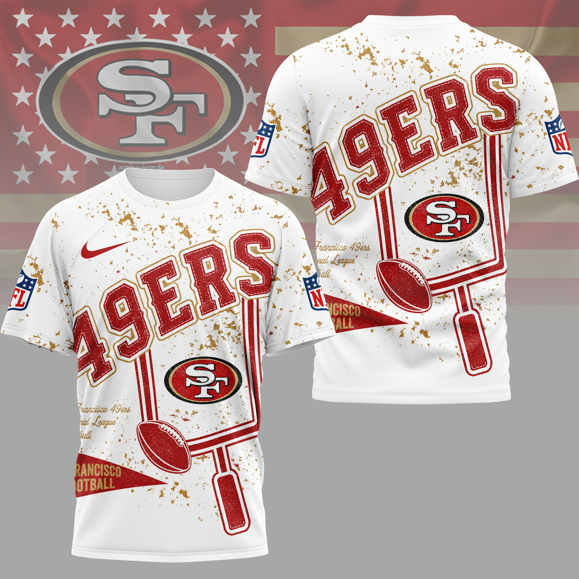 San Francisco 49ers | Premium NFL Vintage Splatter Graphic 3D Shirt NY