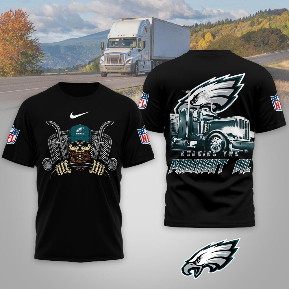 Philadelphia Eagles | Premium NFL Truck Driver Burn The Midnight Oil 3D Shirt NP