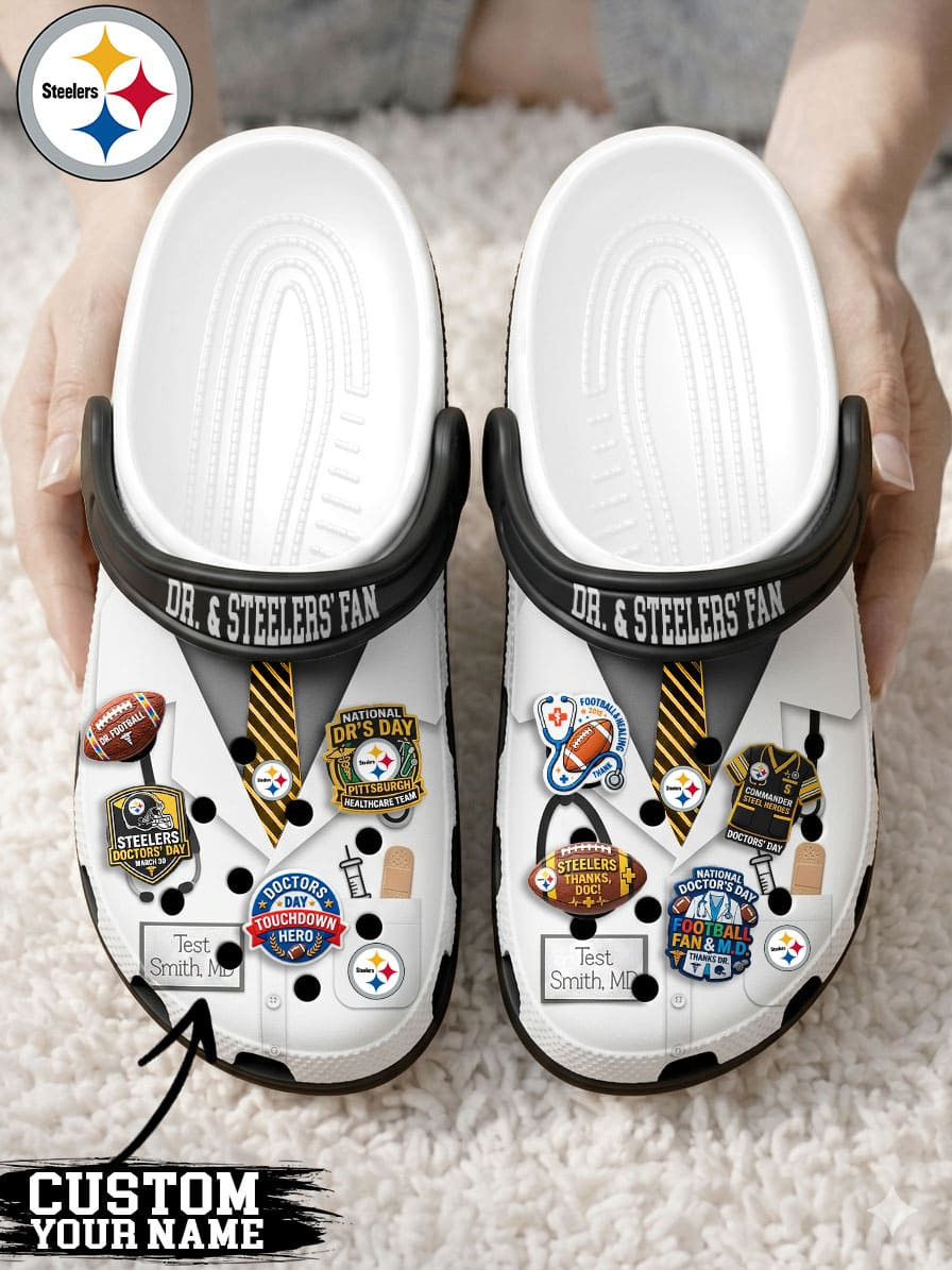 Pittsburgh Steelers | PREMIUM NFL NATIONAL DOCTOR'S DAY CLOGS WITH 8 CHARMS HY