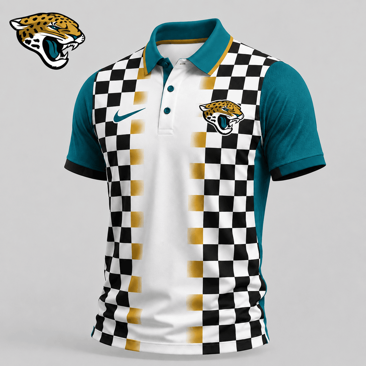 Jacksonville Jaguars | Premium NFL Checkered Fade Polo Shirt NY