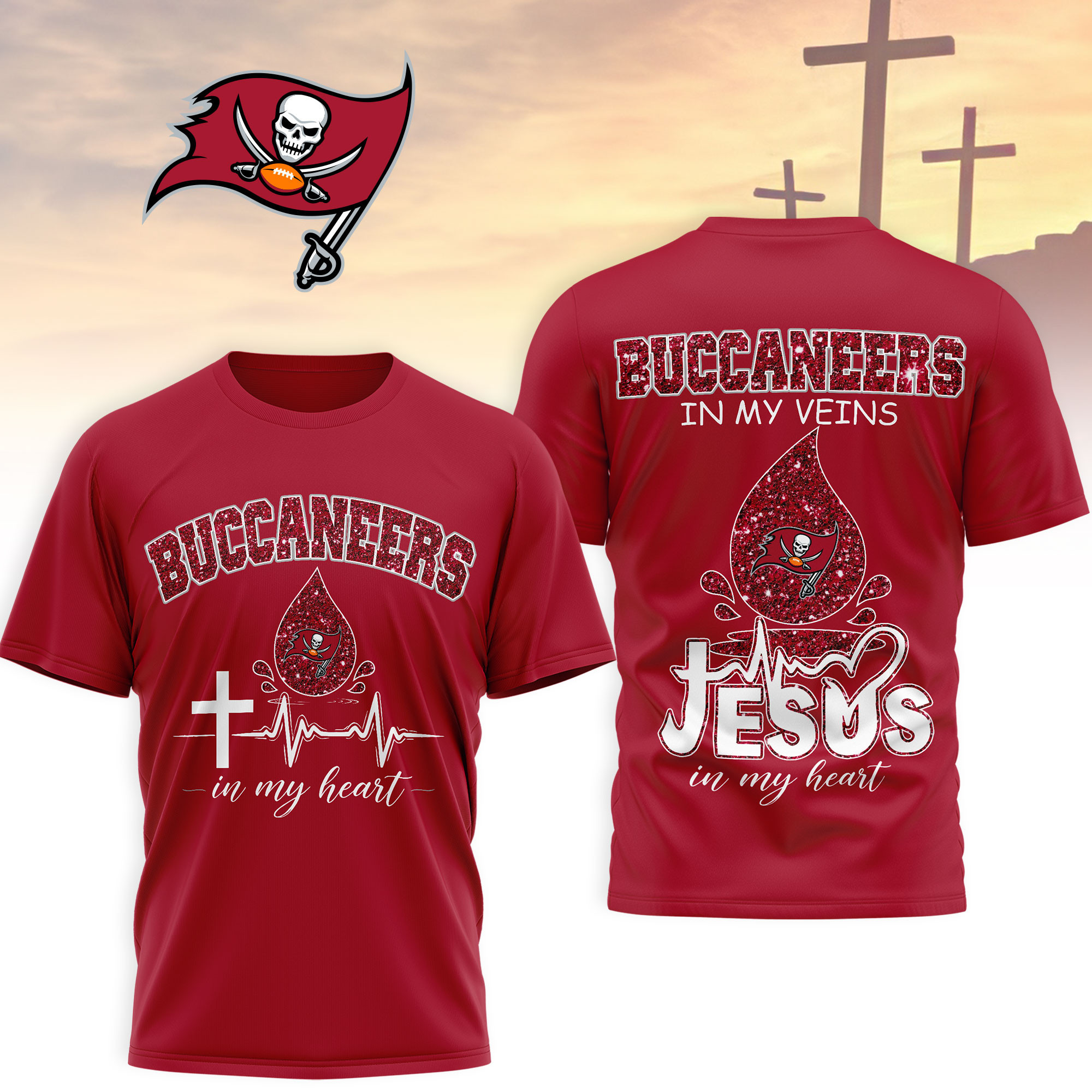 Tampa Bay Buccaneers | Premium NFL Jesus In My Heart 3D Shirt NTH1
