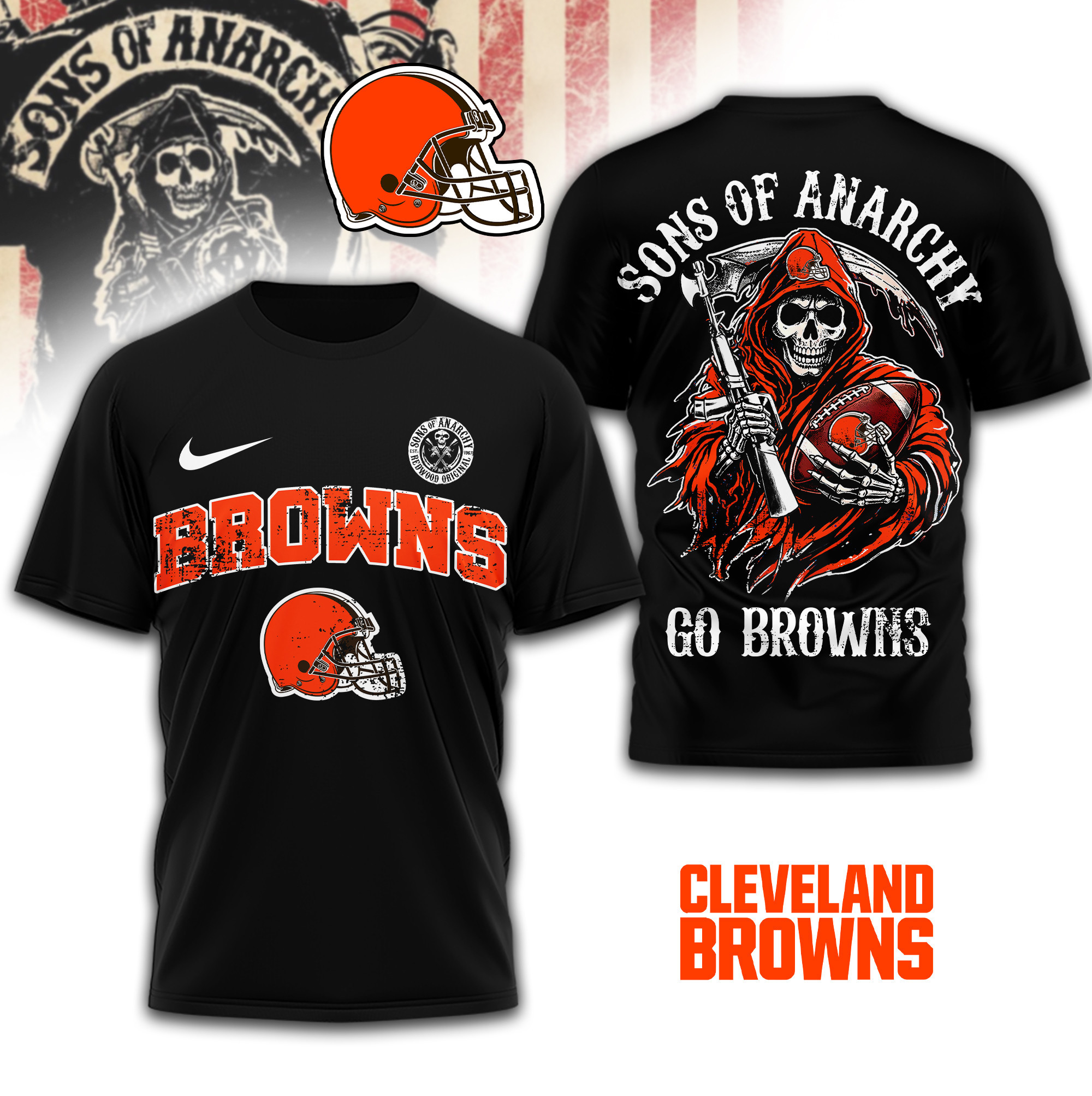 Cleveland Browns | Premium NFL Sons of Anarchy 3D Shirt TD