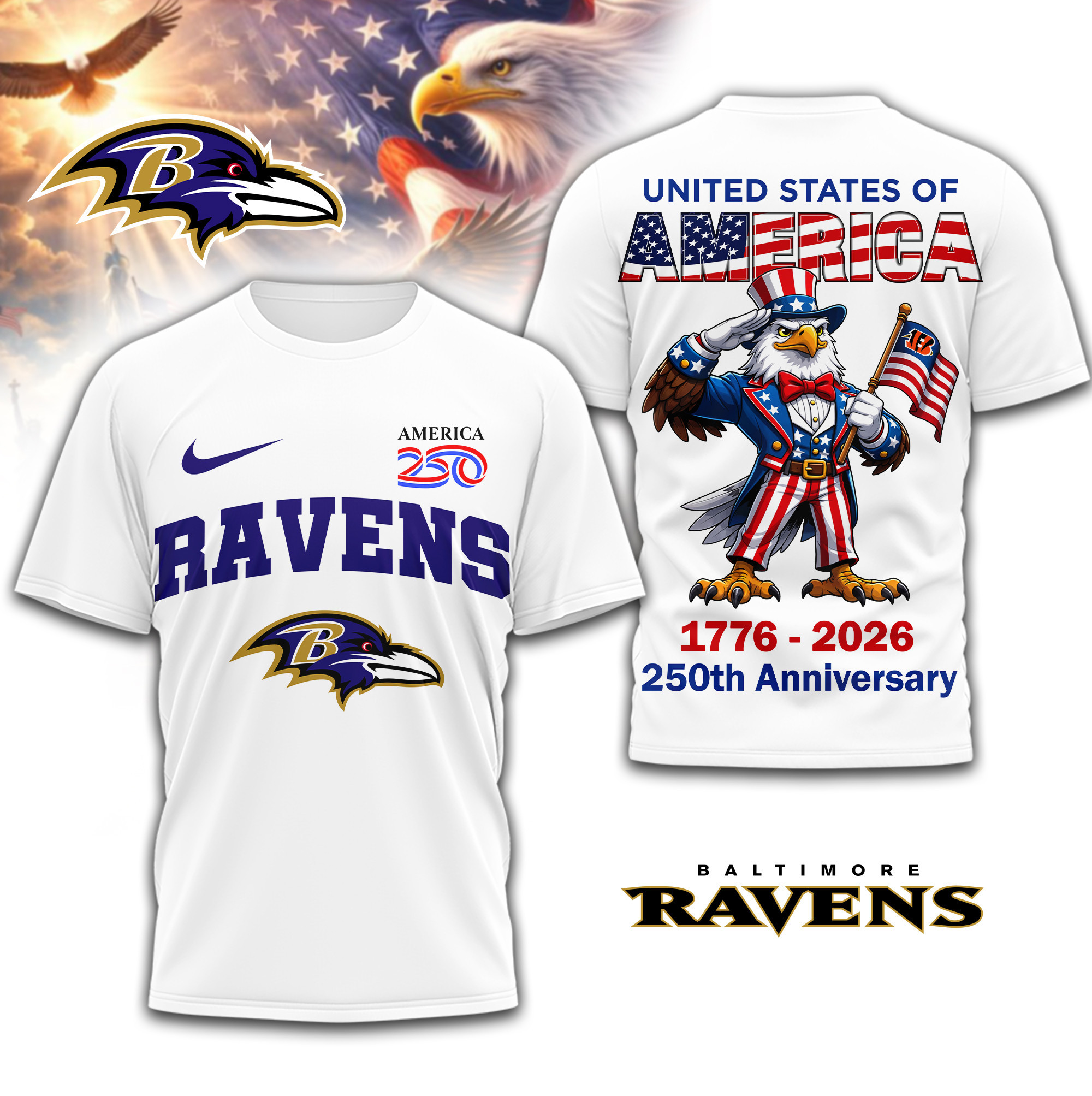 Baltimore Ravens | Premium NFL American 250 3D Shirt TD