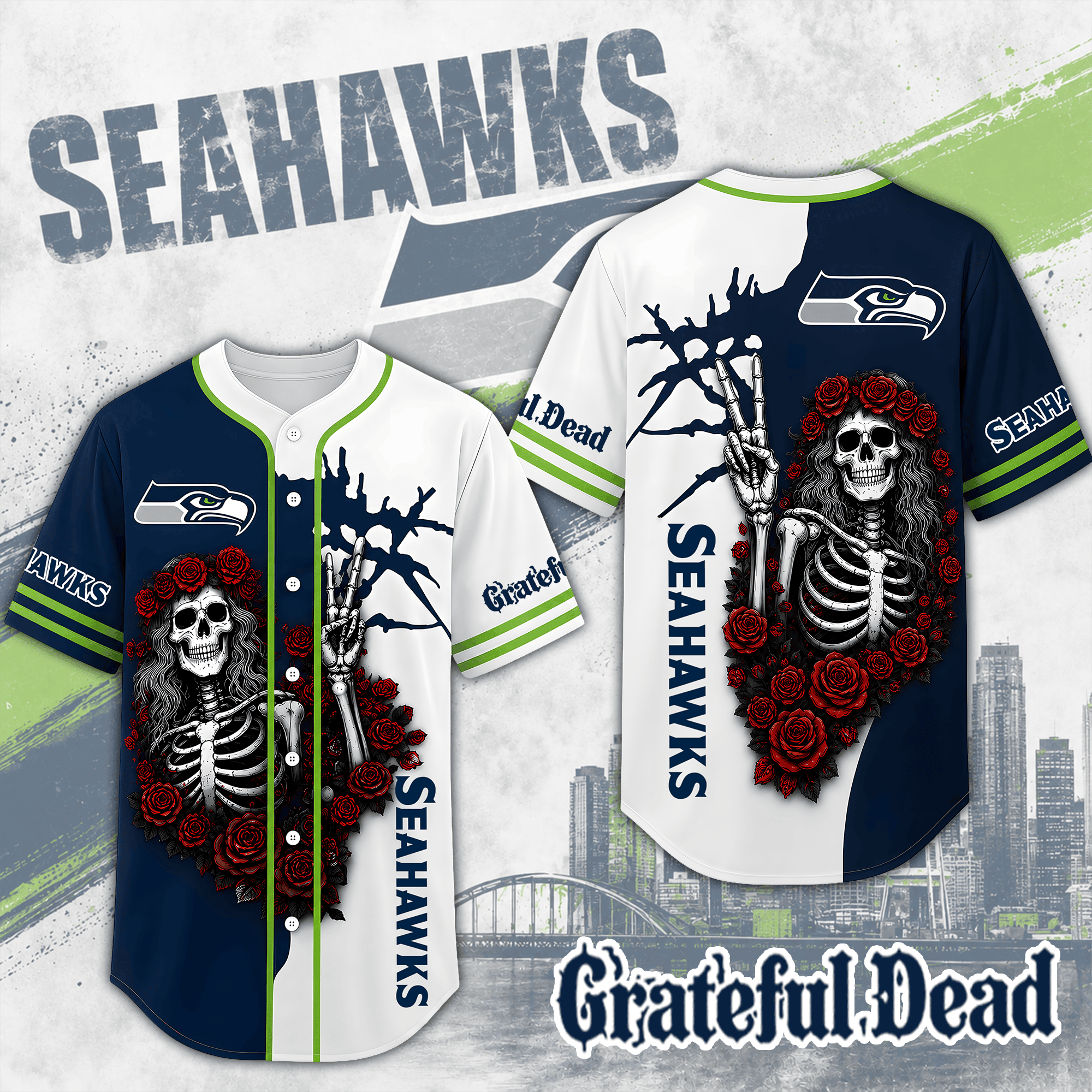 Seattle Seahawks | Premium NFL Game Day Grateful Dead Jersey Shirt NTH1