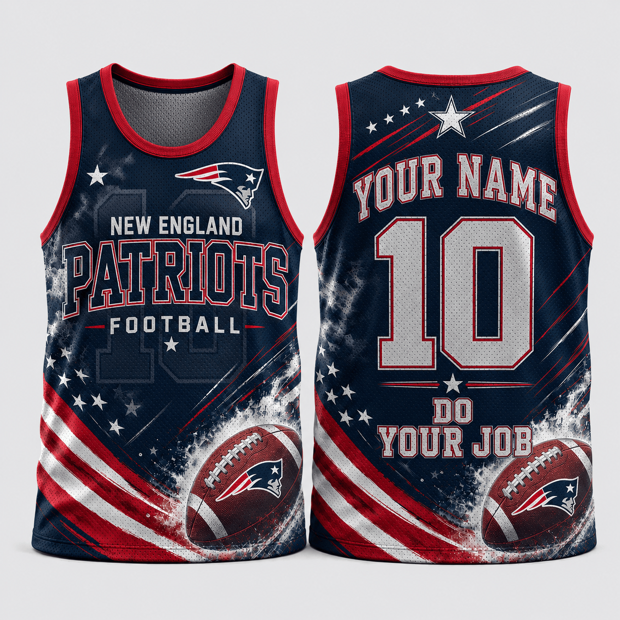 New England Patriots | Premium NFL Custom Name & Number Football Tank Top for Loyal Fans and Game Day Pride TD