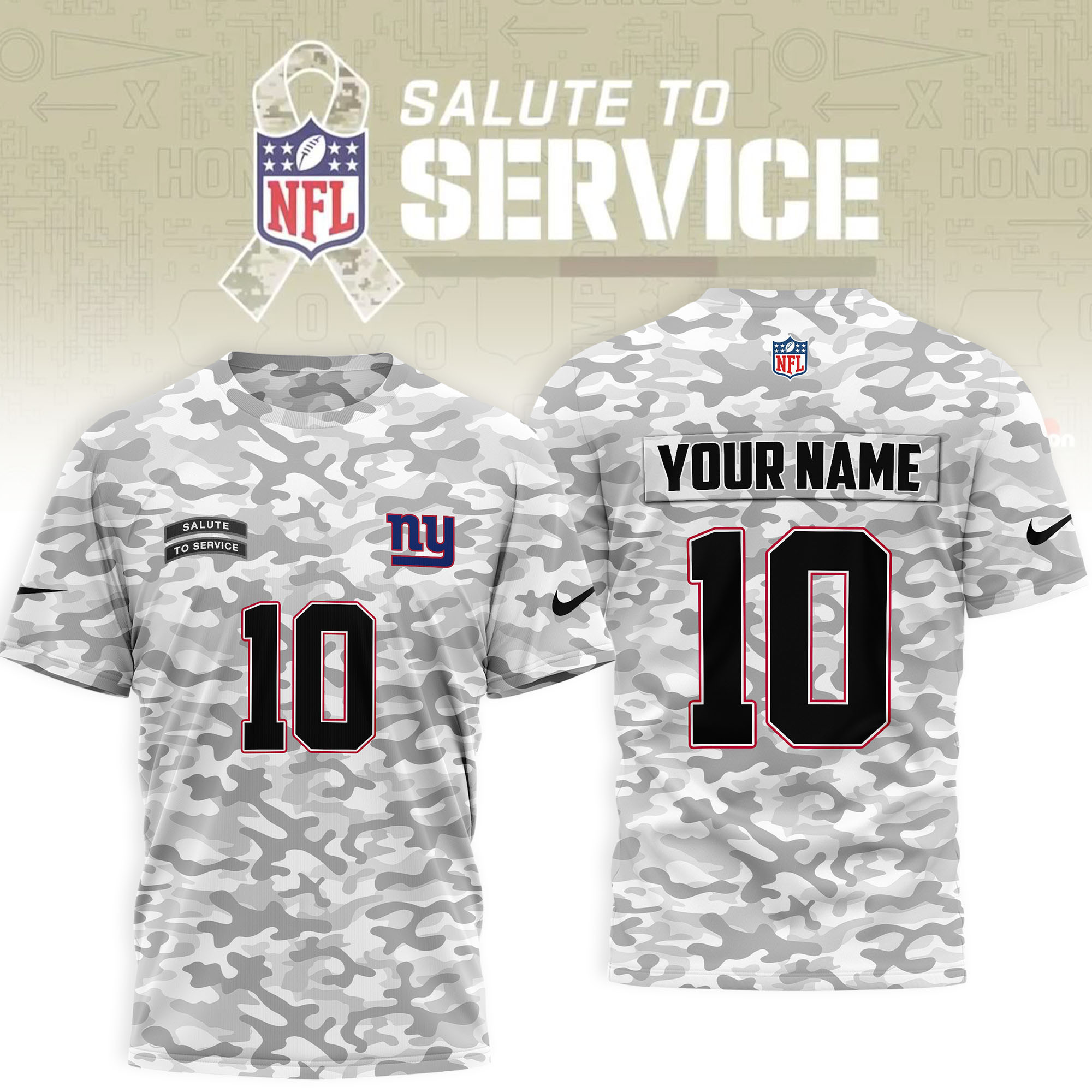 New York Giants | Premium NFL Salute to Service Camo 3D Shirt NTH1