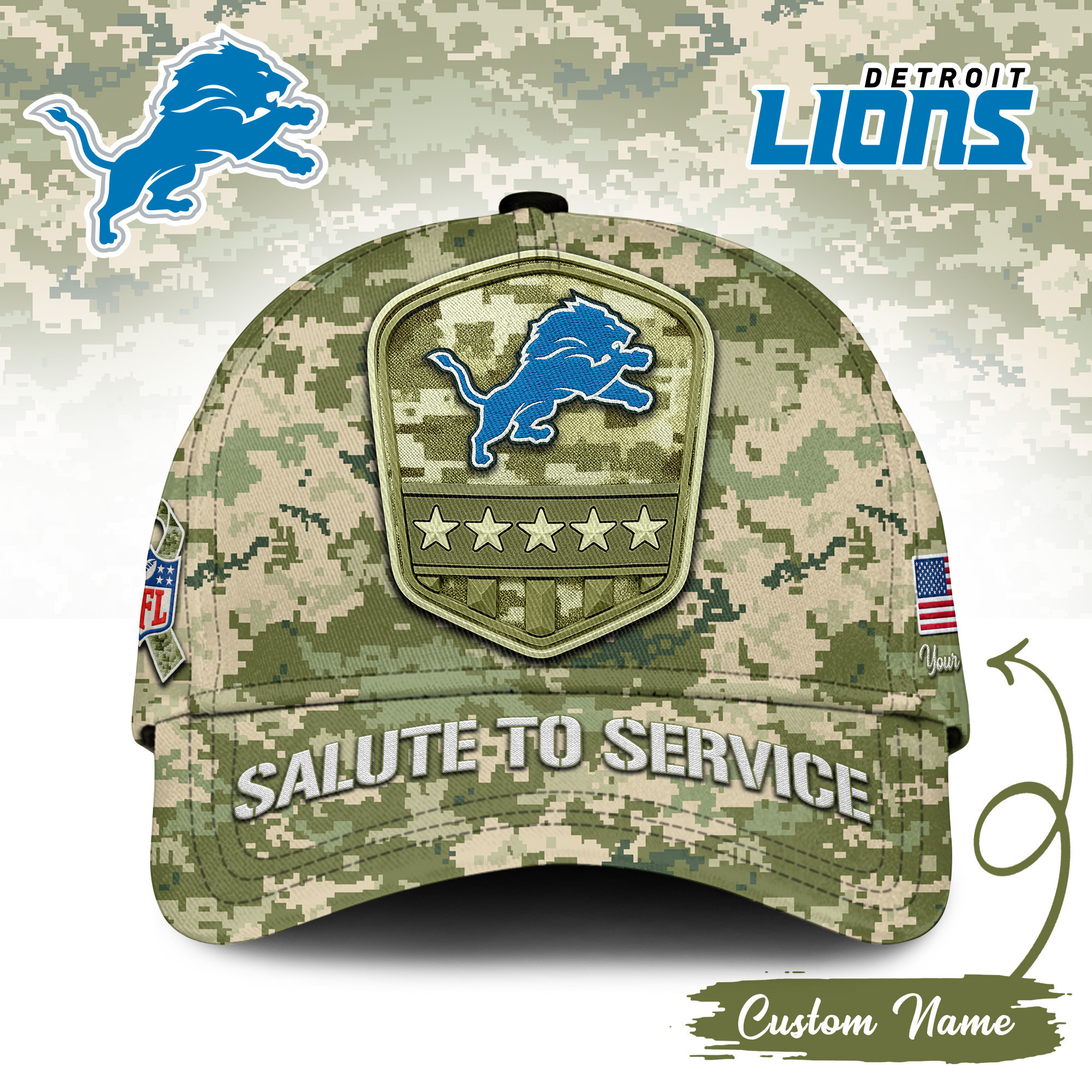 Detroit Lions | Premium NFL Salute To Service Classic Cap TD
