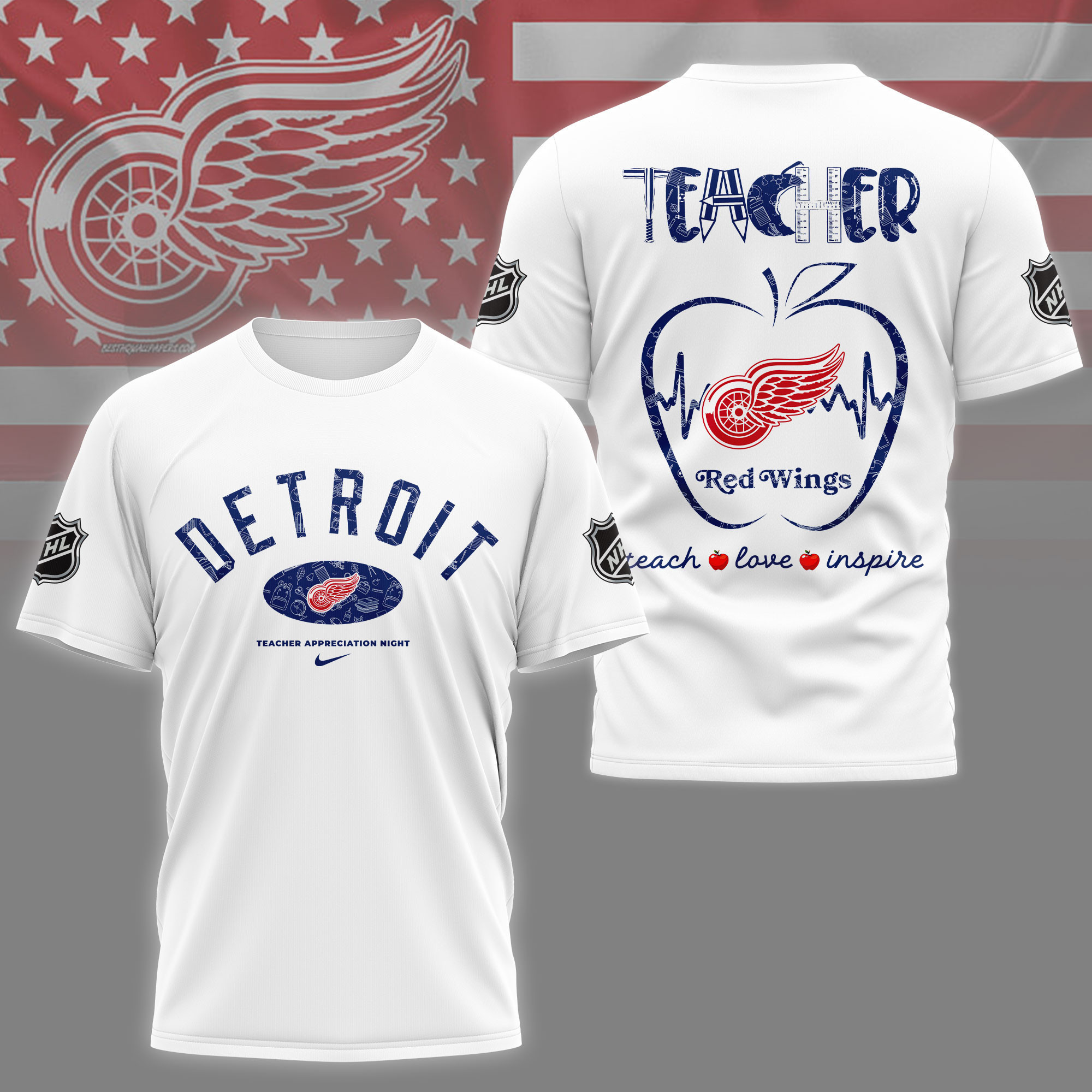 Detroit Red Wings | Premium NHL Teacher Appreciation Day 3D Shirt NY