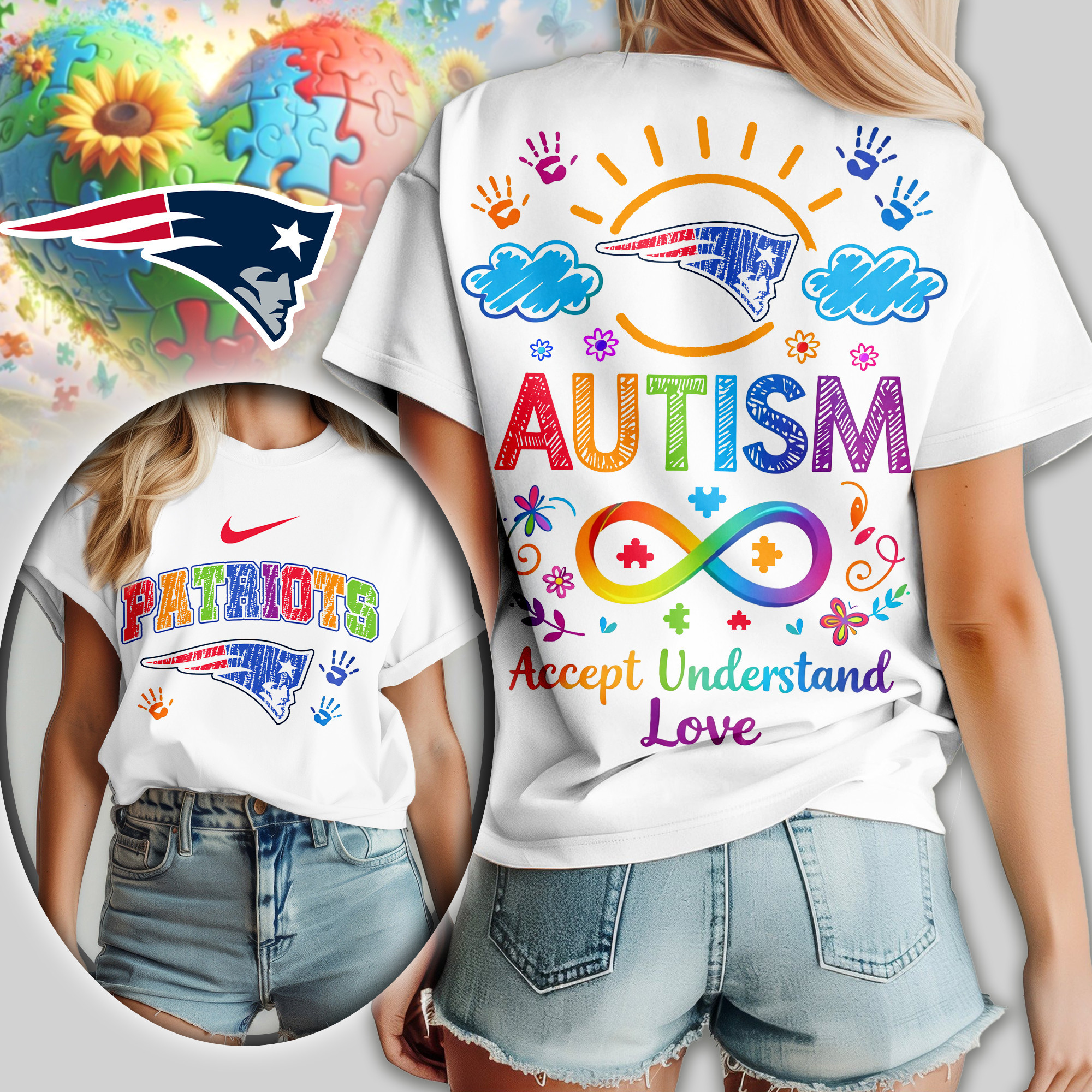 New England Patriots | Premium NFL National Autism Acceptance Month Women Shirt TD
