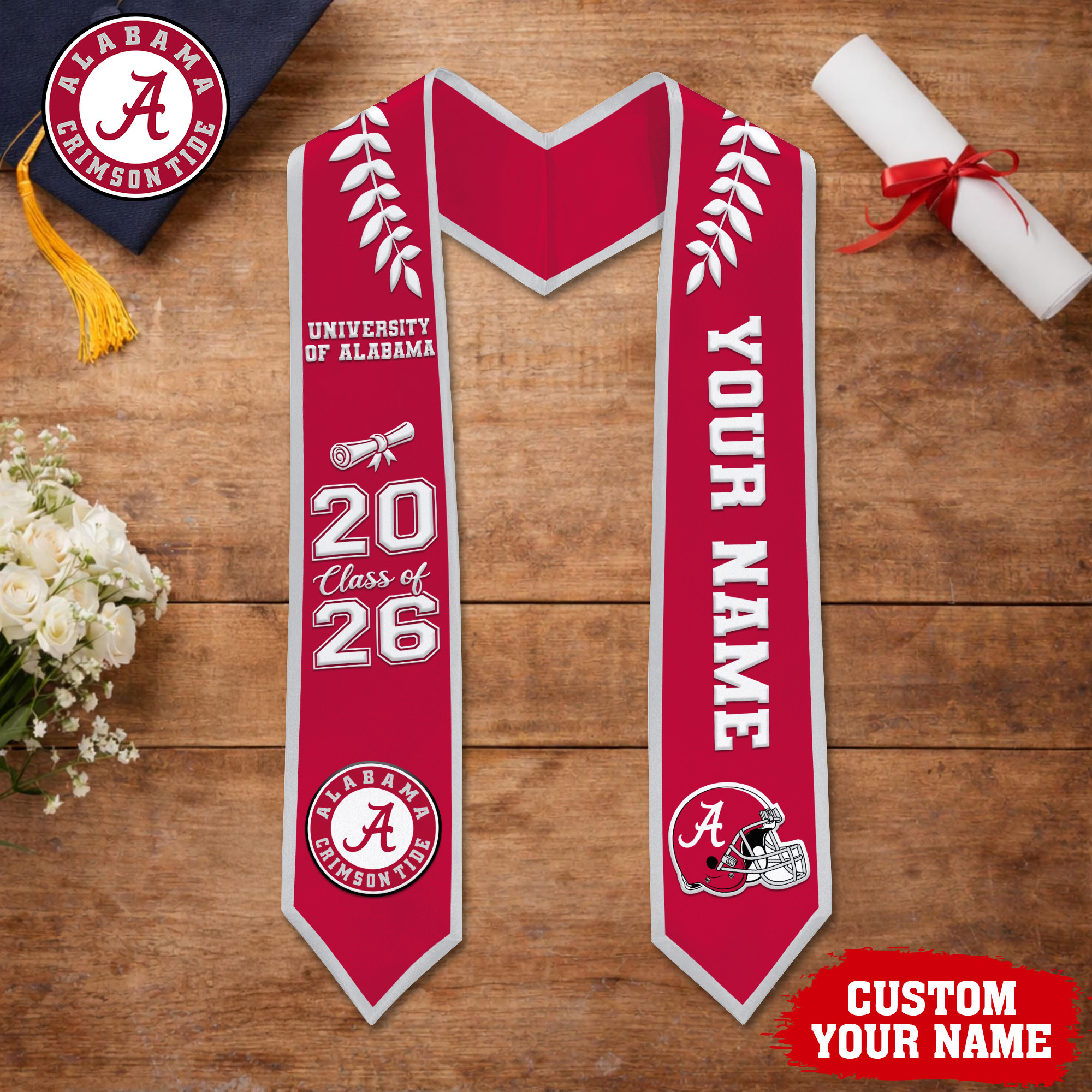 Alabama Crimson Tide | Premium NCAA Graduation Stole NY
