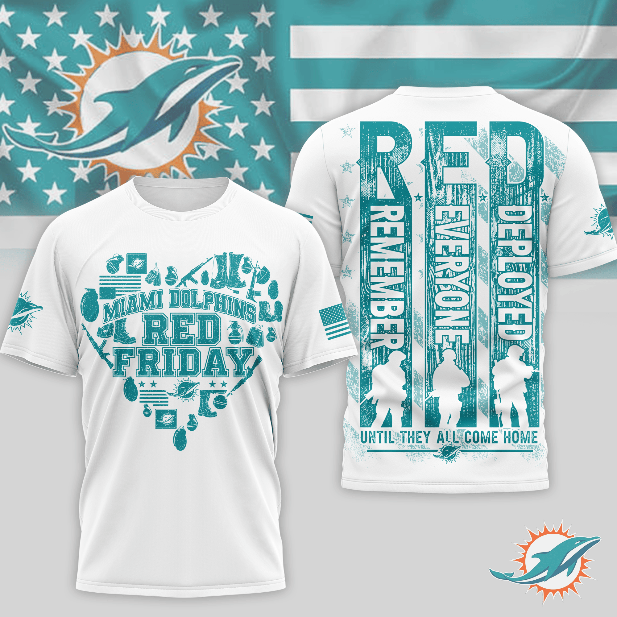 Miami Dolphins | Premium NFL Remember Everyone Deployed 3D Shirt NTH1