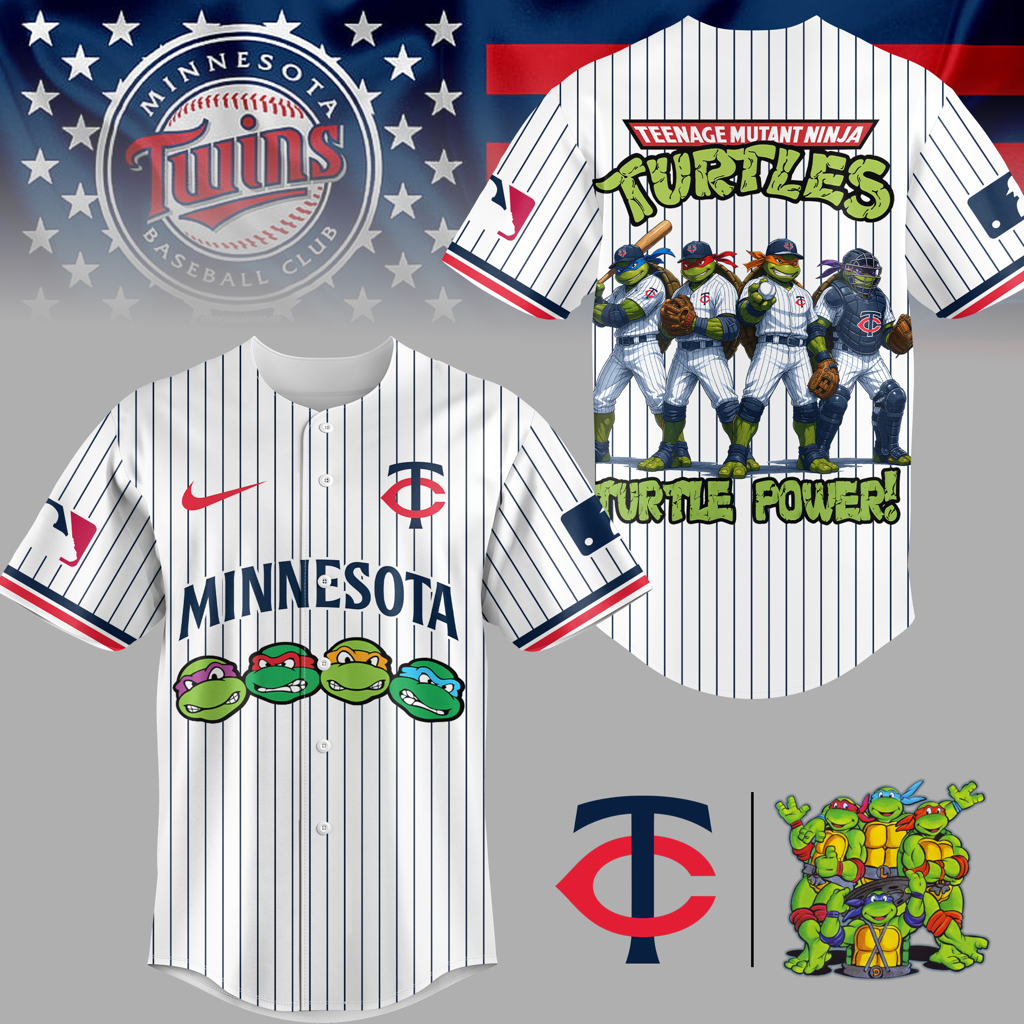 Minnesota Twins | Premium MLB Teenage Mutant Ninja Turtles Jersey TD