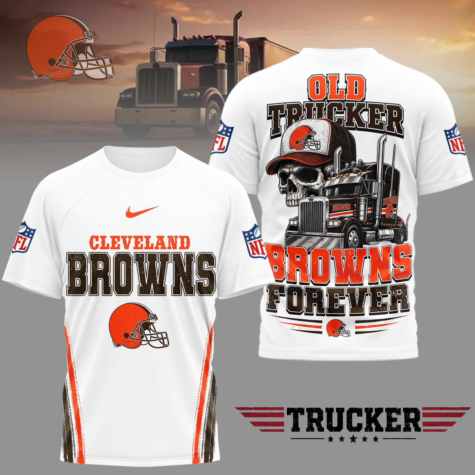 Cleveland Browns | Premium NFL Old Trucker Fan 3D Shirt TD