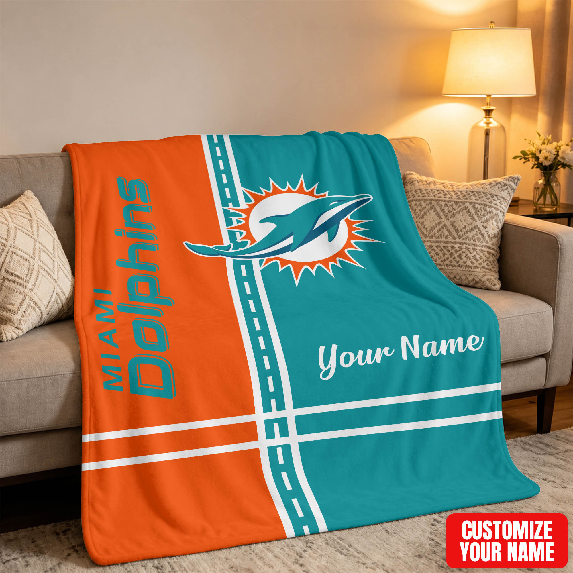 Miami Dolphins | Premium NFL My Name My Game Personalized Blanket NTH1