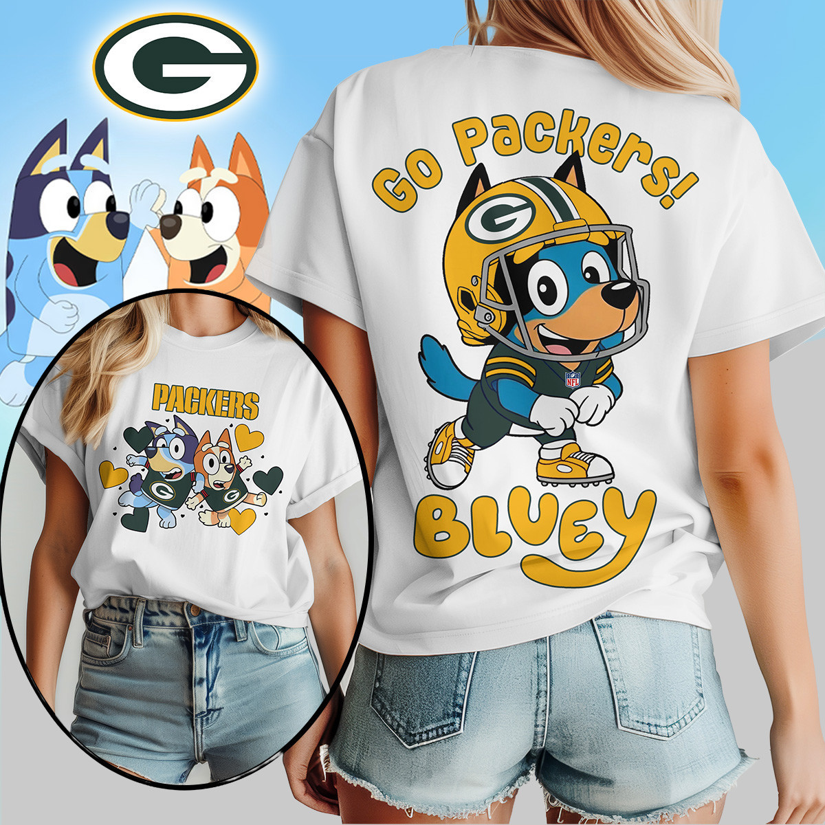 Green Bay Packers | Premium NFL Bluey Women's Shirt TD