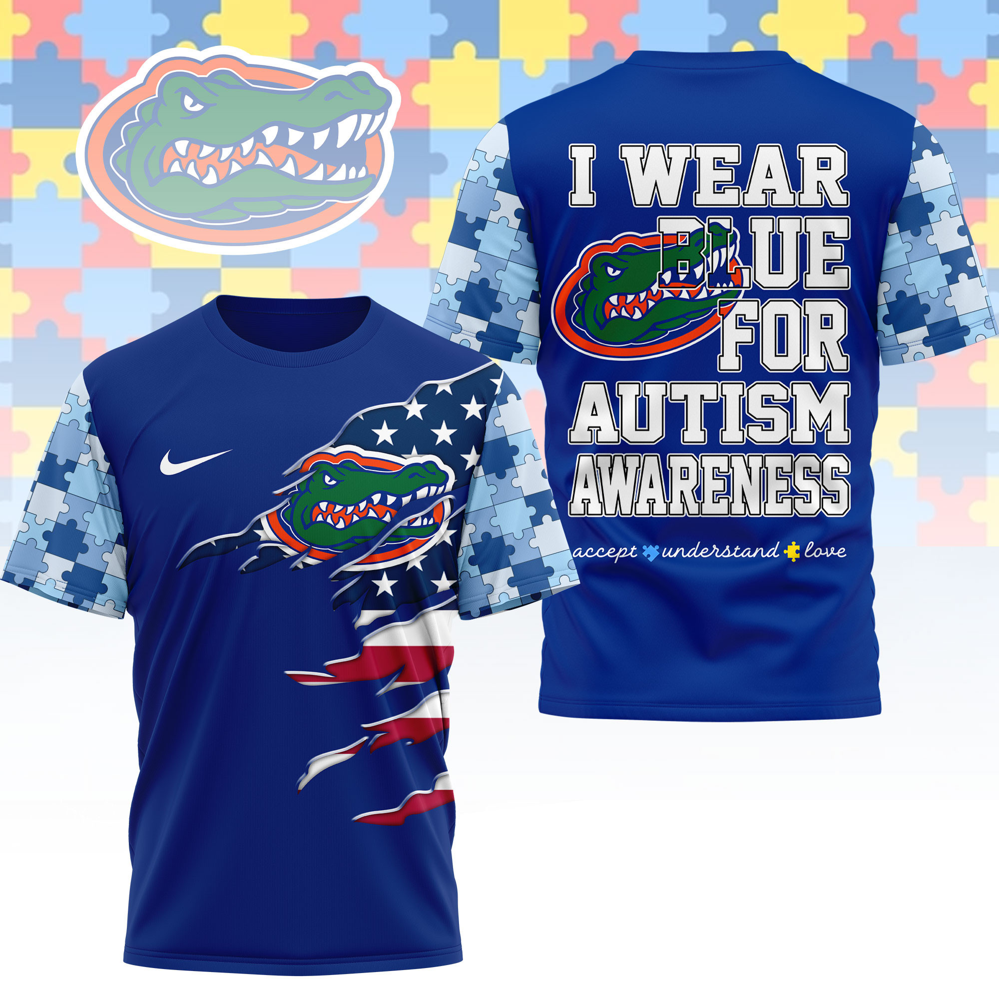 Florida Gators | Premium NCAA Autism Strong 3D Shirt NY