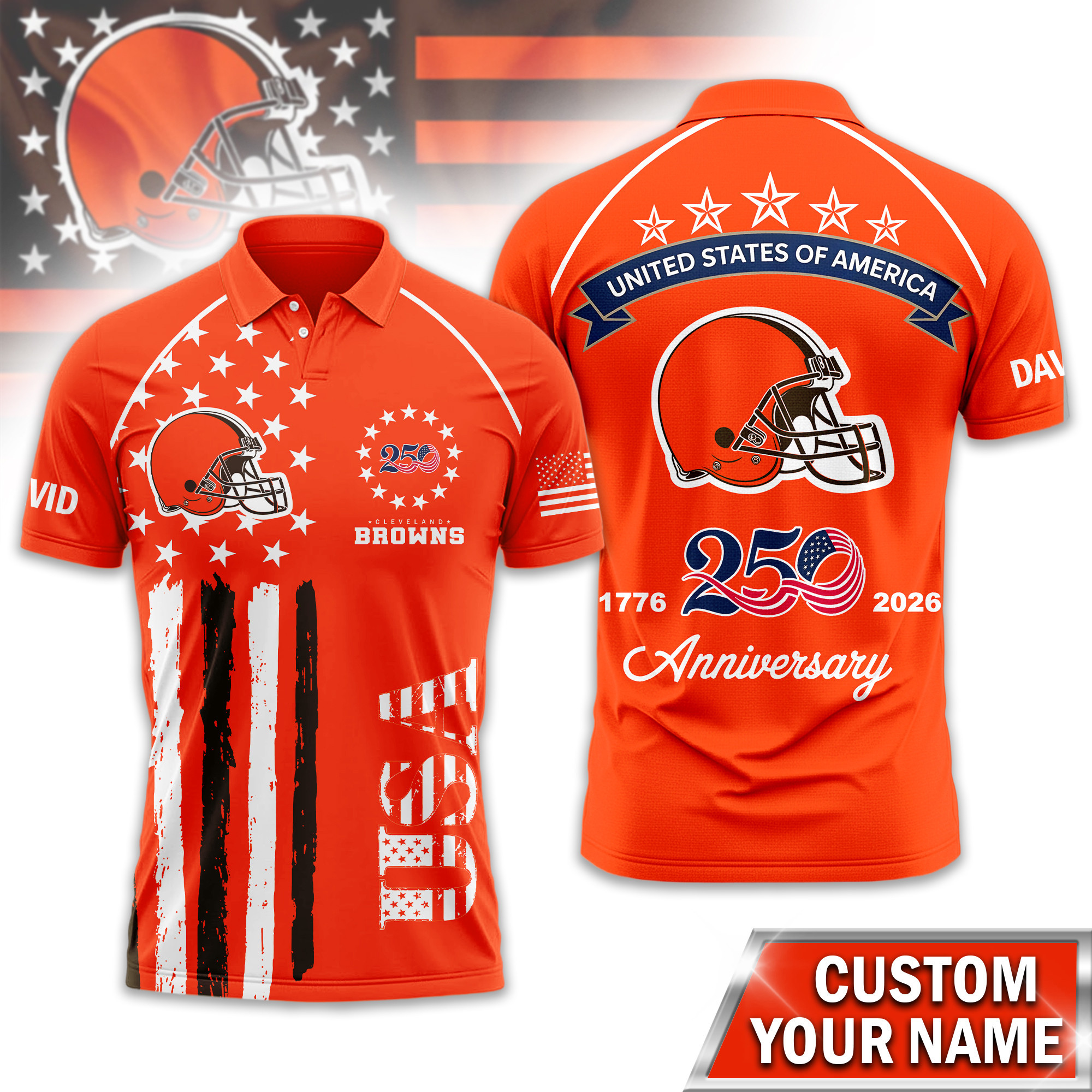 Cleveland Browns | Premium NFL American Semiquincentennial Polo Shirt TD