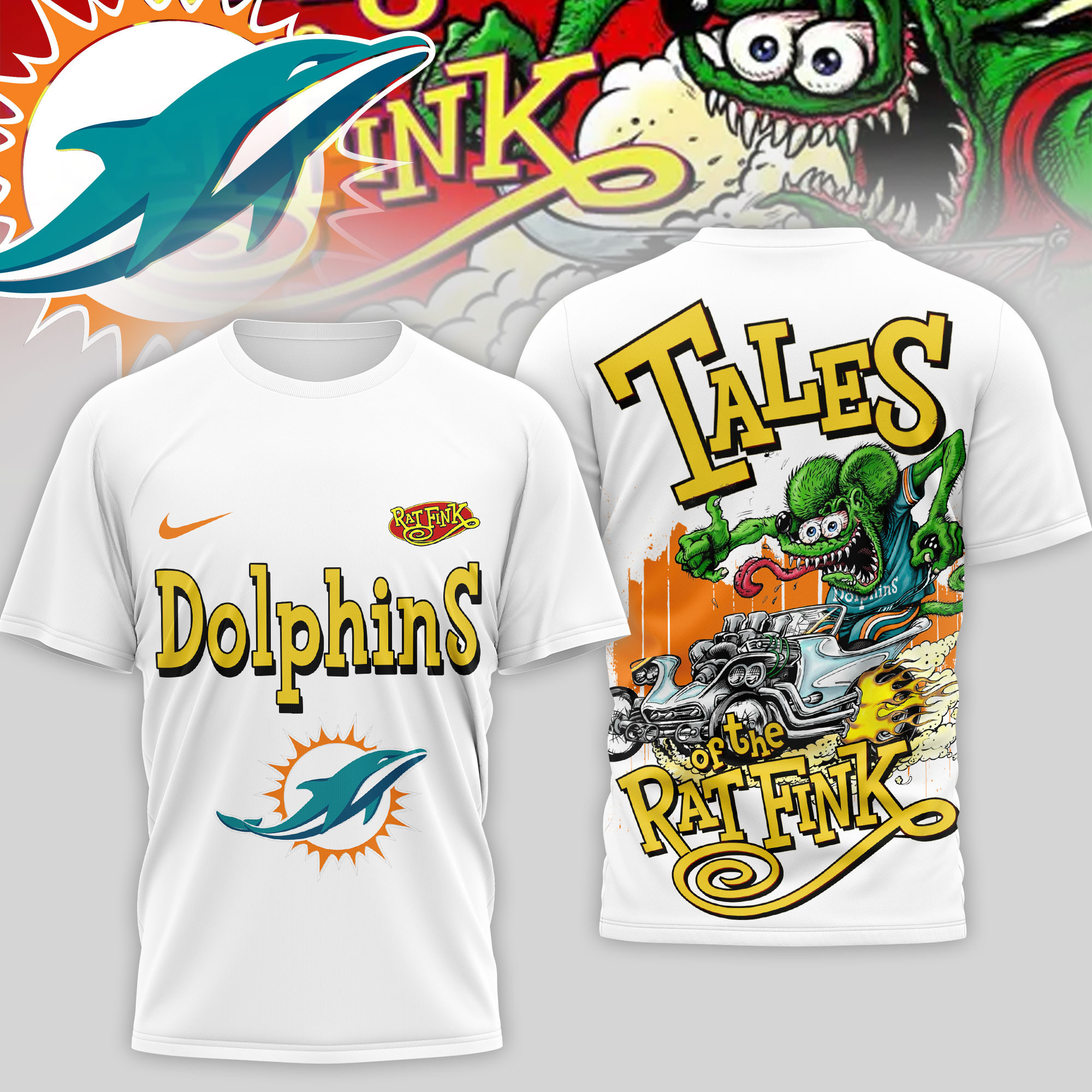 Miami Dolphins | Premium NFL Rat Fink 3D Shirt TD