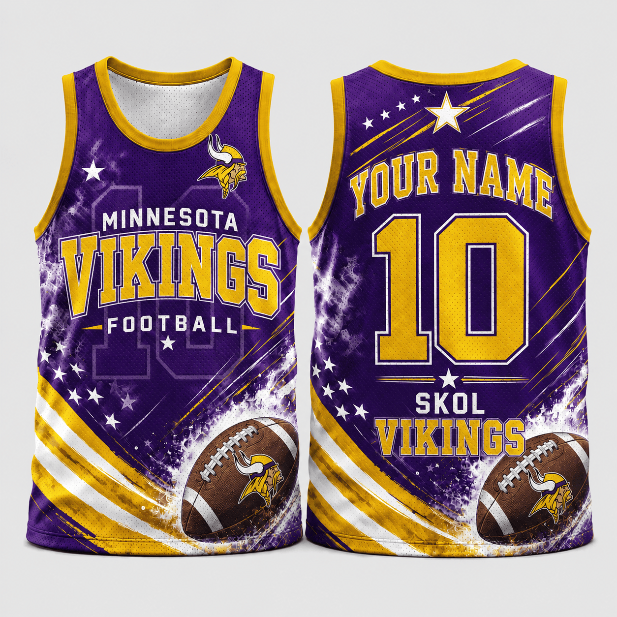 Minnesota Vikings | Premium NFL Custom Name & Number Football Tank Top for Loyal Fans and Game Day Pride TD
