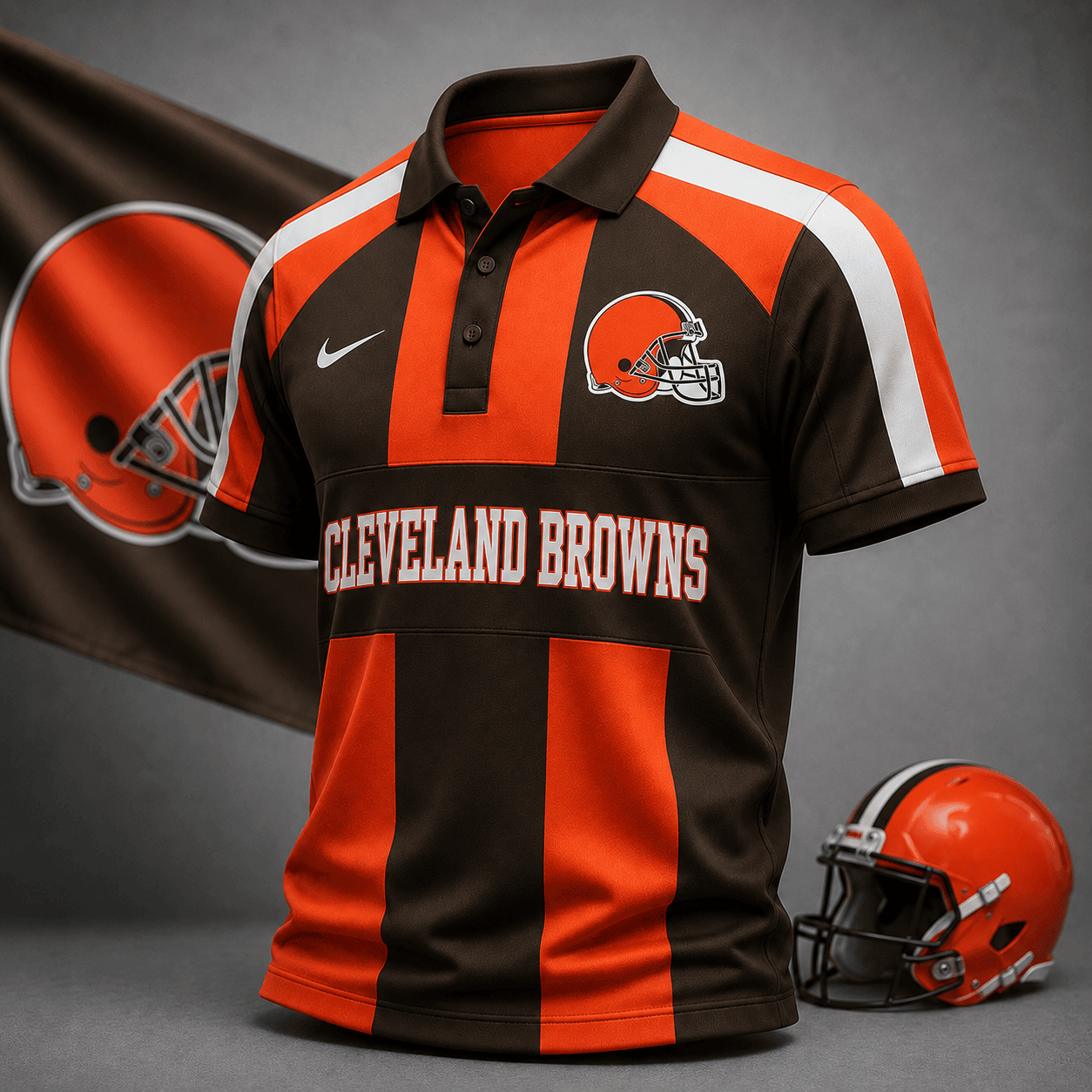 Cleveland Browns | Premium NFL Heritage Stripe Rugby Polo Shirt NY