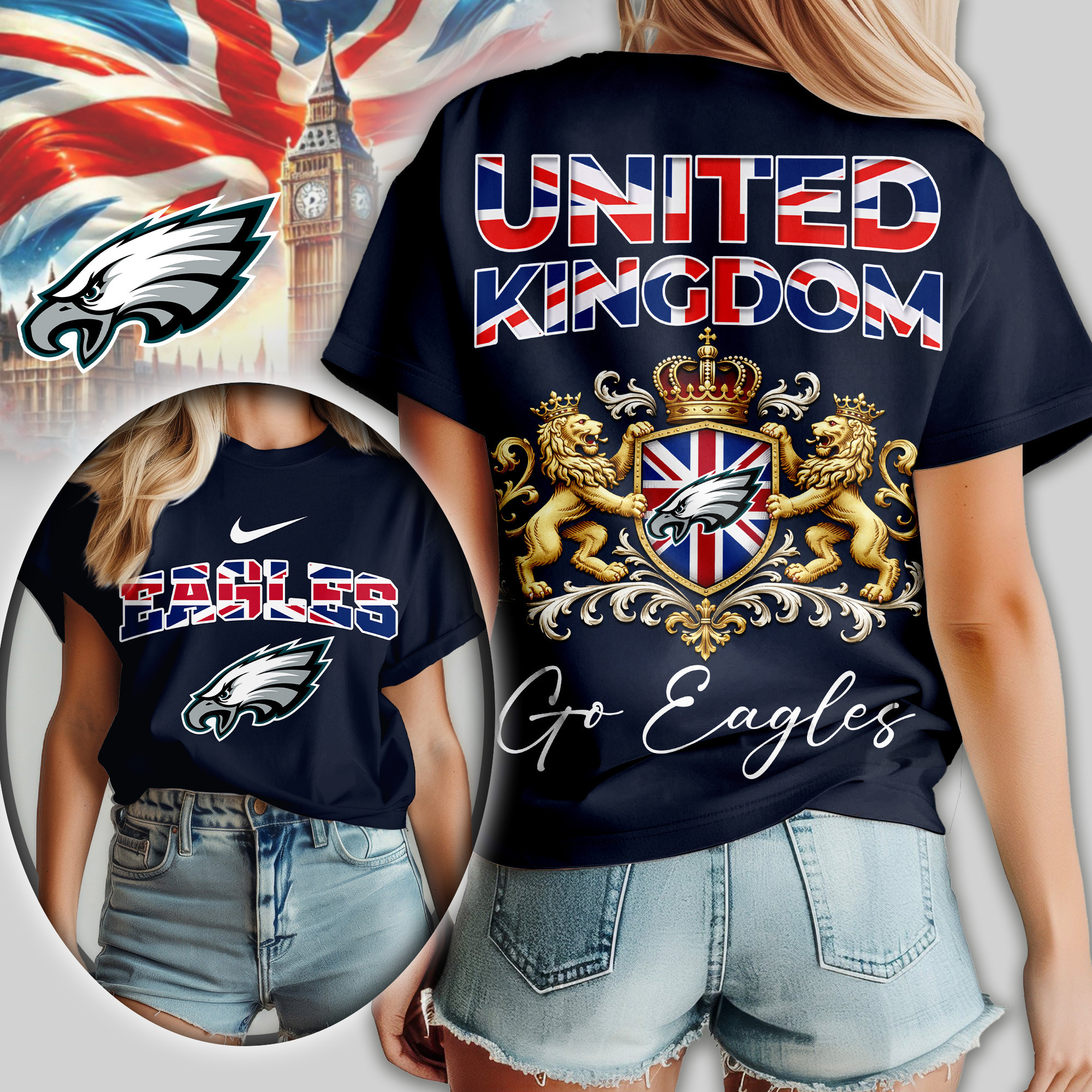 Philadelphia Eagles | Premium NFL United Kingdom Women Shirt TD