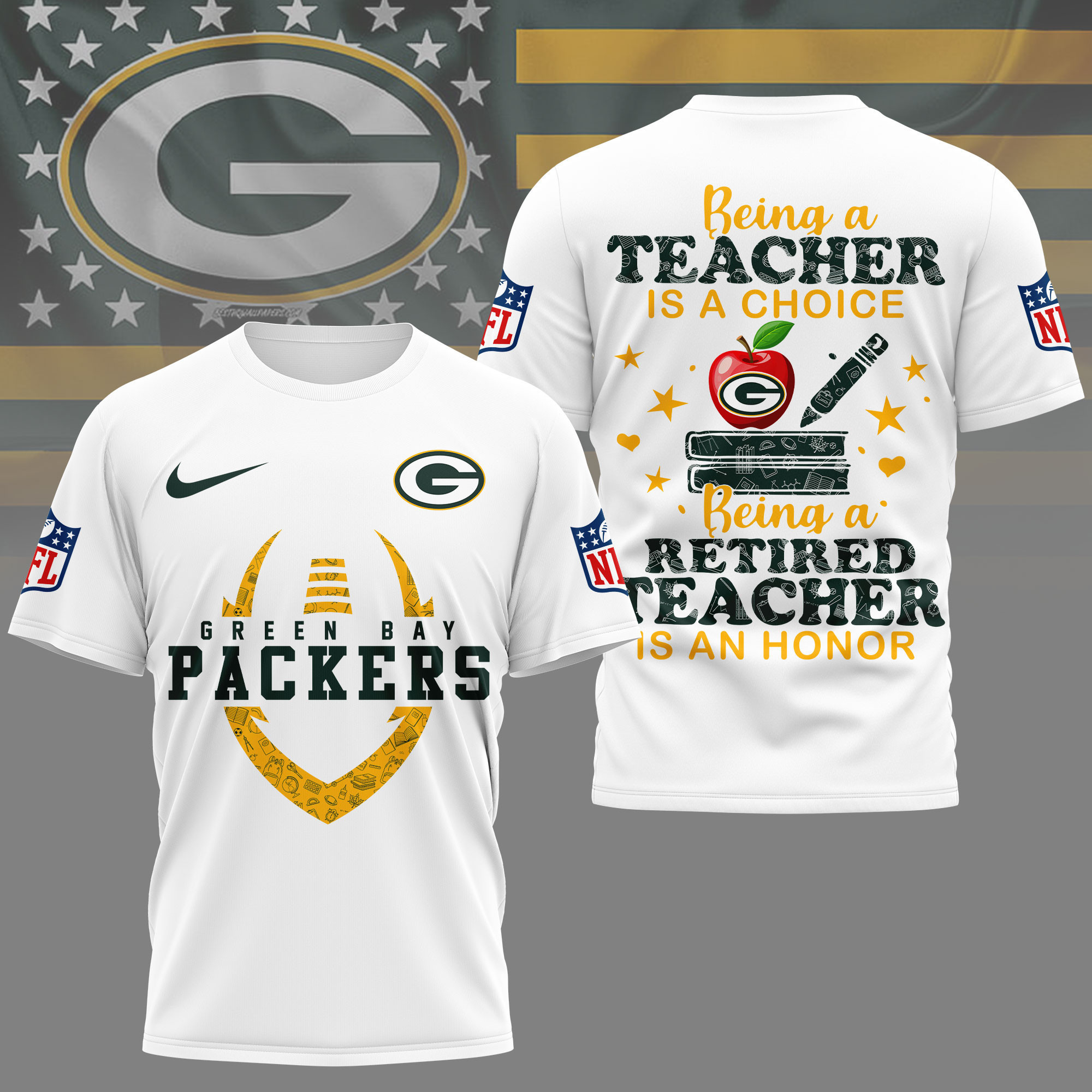 Green Bay Packers | Premium NFL Teacher Honor 3D Shirt NY