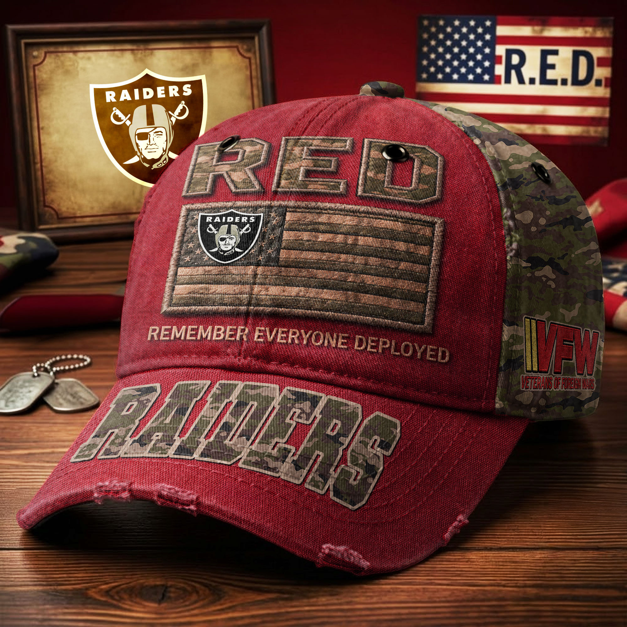 Las Vegas Raiders | Premium NFL Remember Everyone Deployed Classic Cap TD