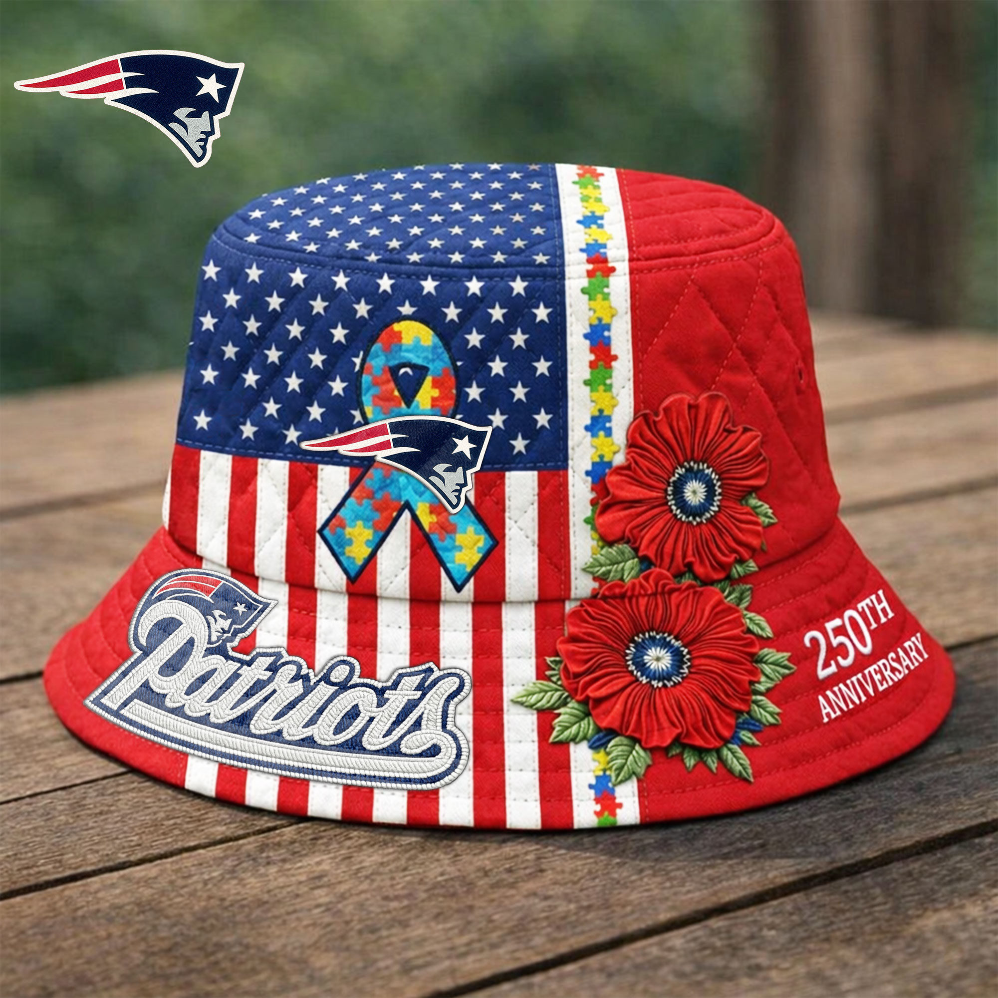 New England Patriots | Premium NFL Autism 250th Anniversary Bucket Hat TD