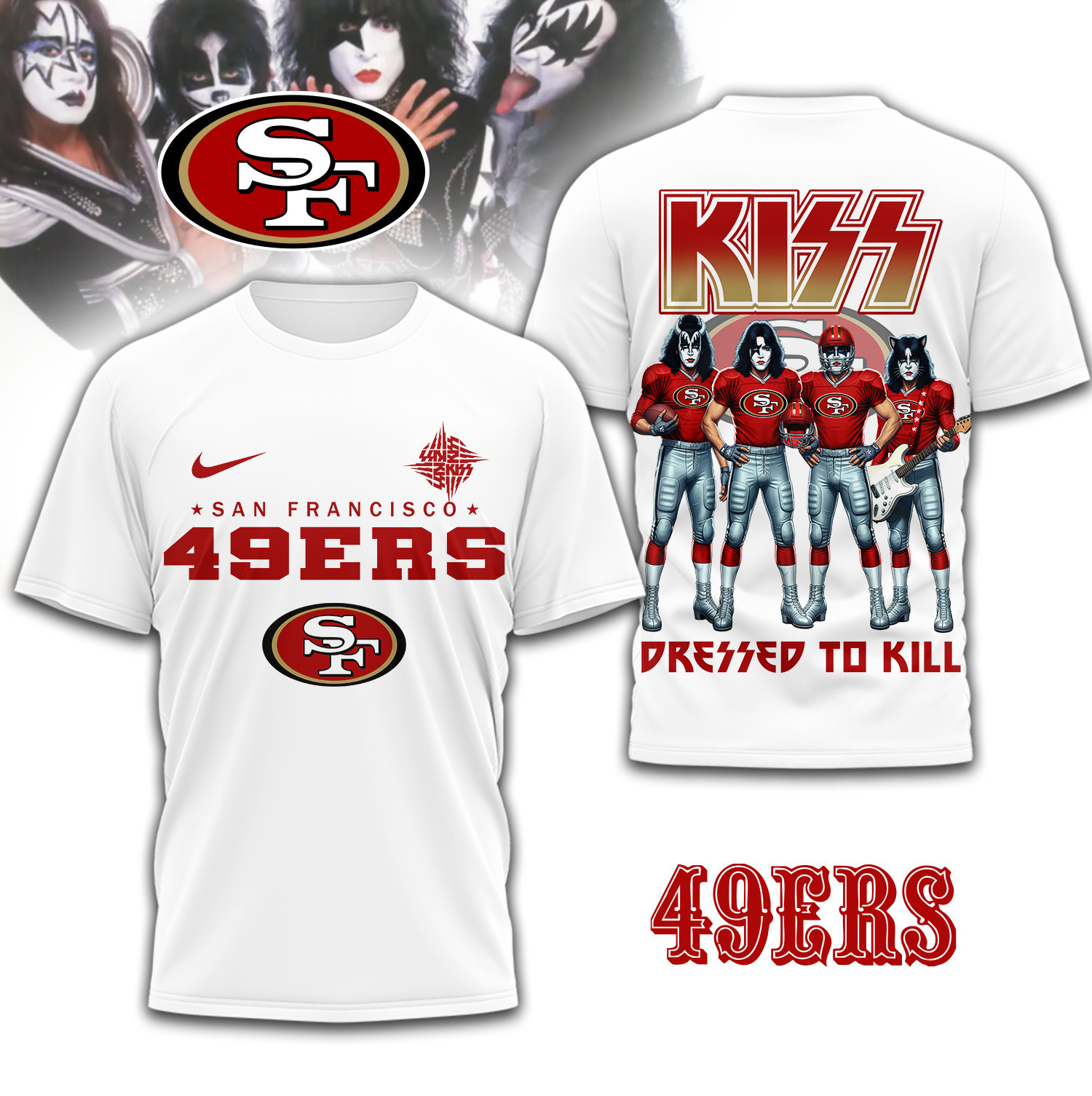 San Francisco 49ers | Premium NFL Dressed to Kill Kiss Band 3D Shirt TD