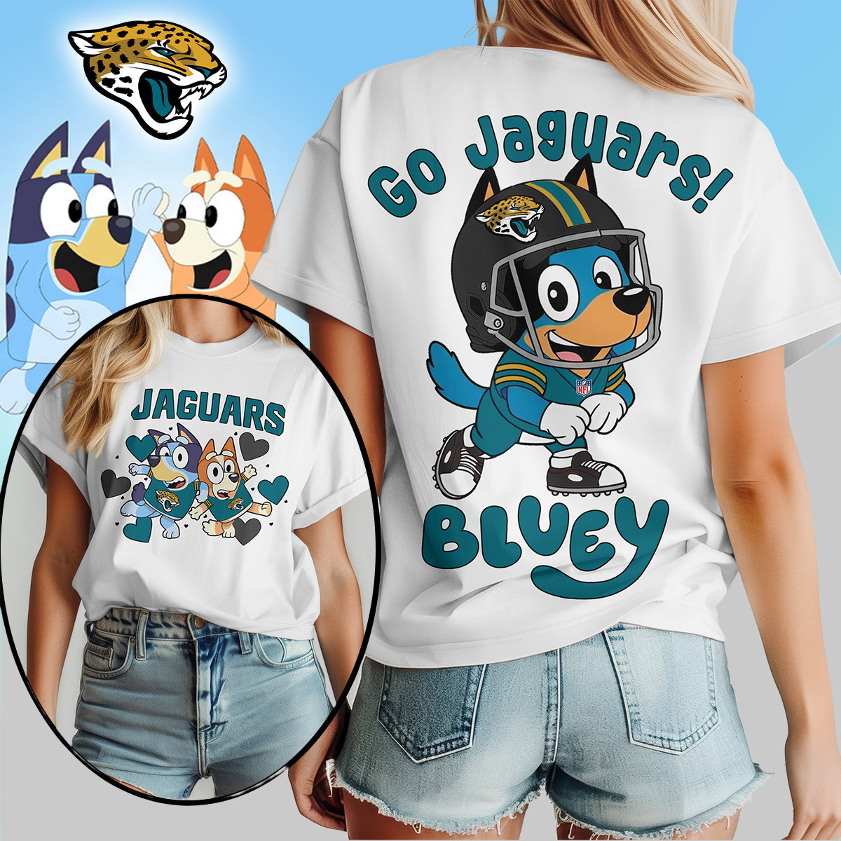 Jacksonville Jaguars | Premium NFL Bluey Women's Shirt TD