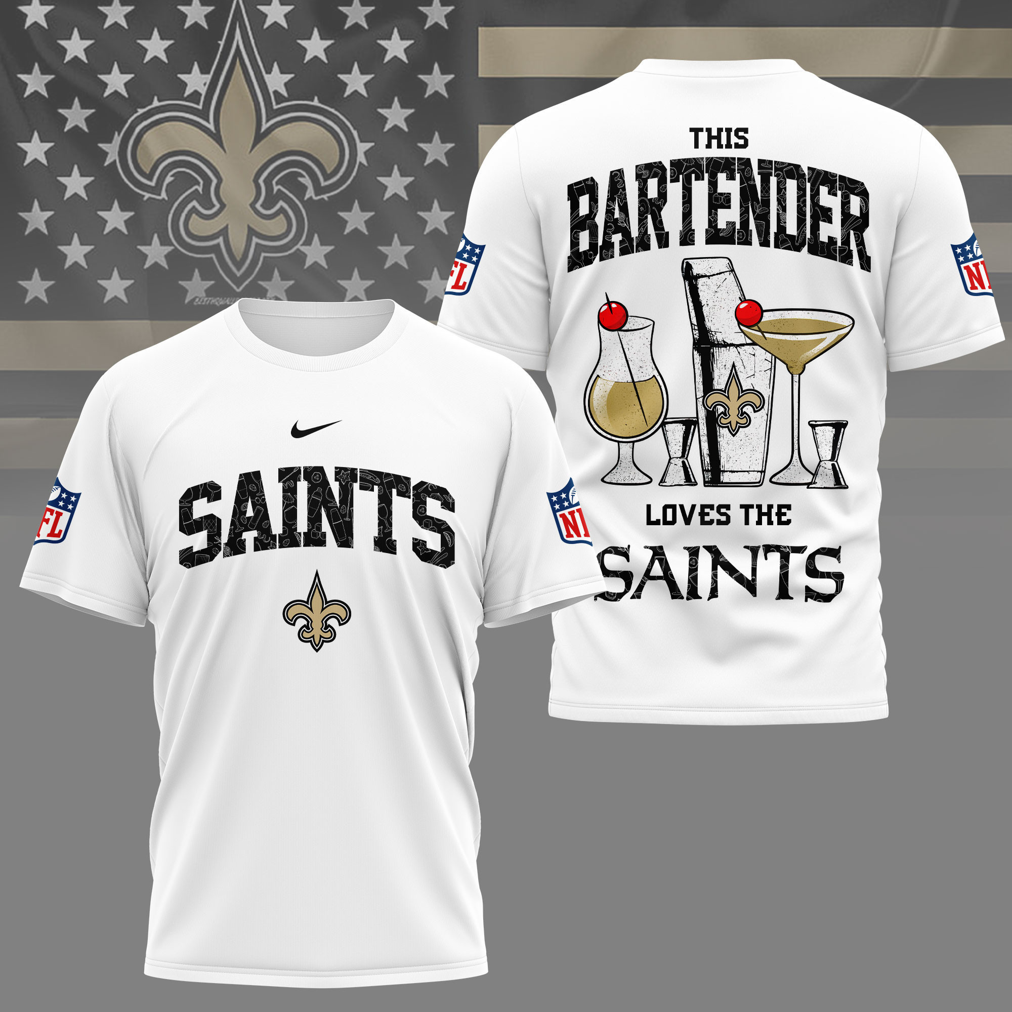 New Orleans Saints | Premium NFL Bartender Fan 3D Shirt NY