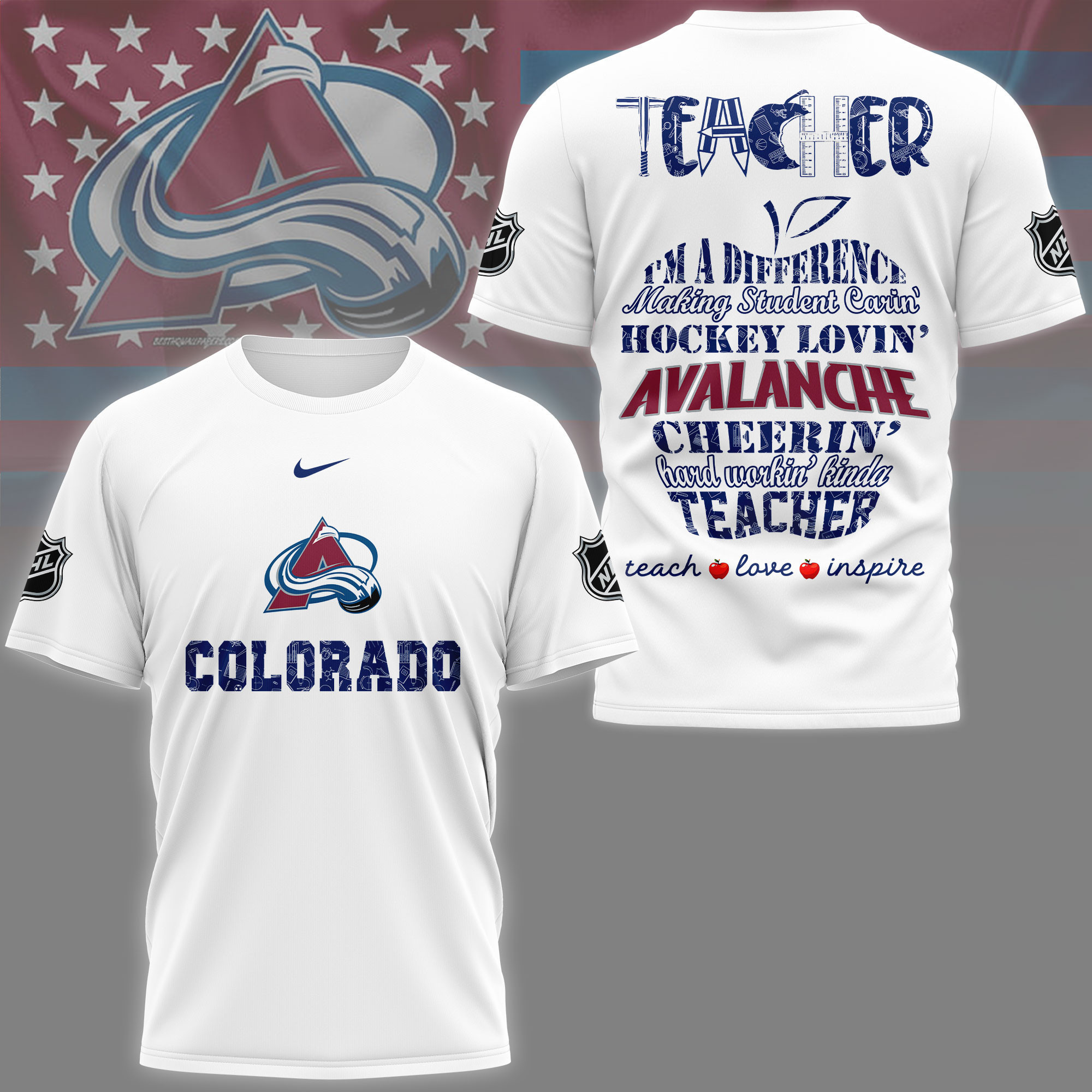 Colorado Avalanche | Premium NHL Teacher Pride 3D Shirt NY