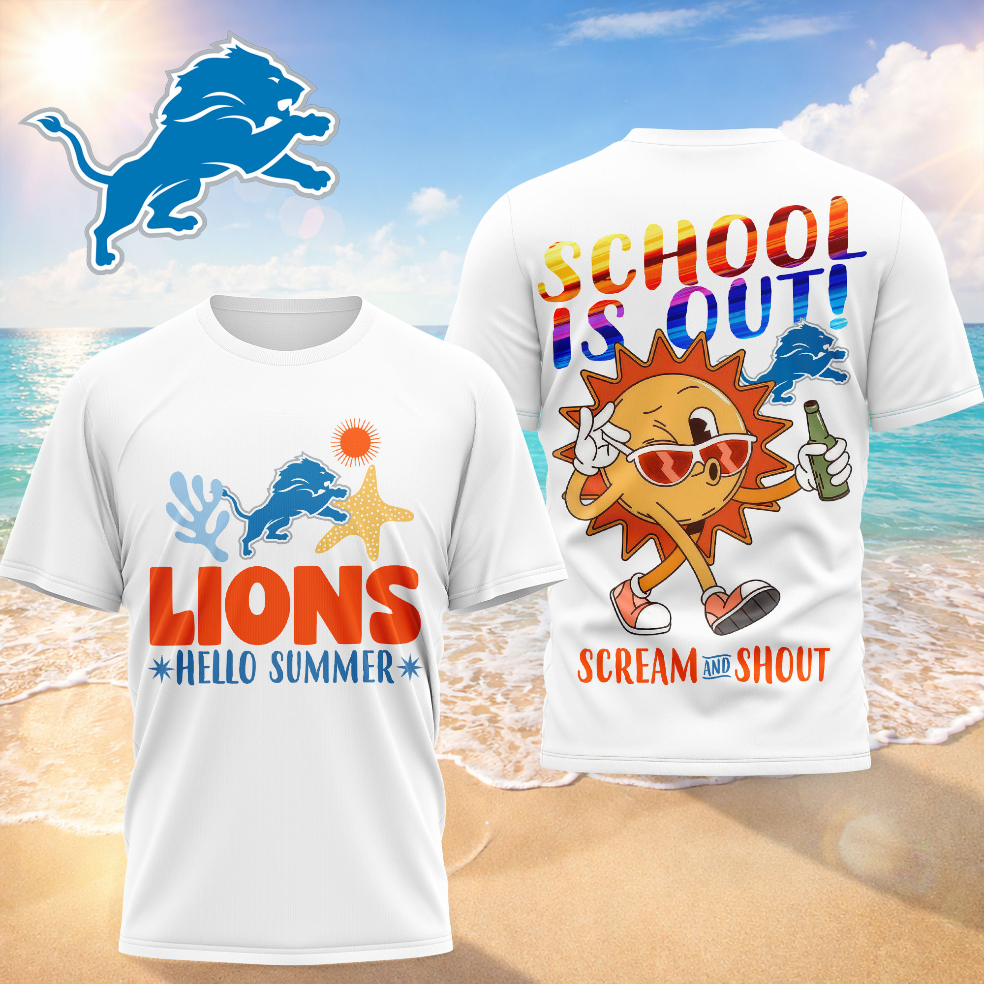 Detroit Lions | Premium NFL Hello Summer 3D T-Shirt HY