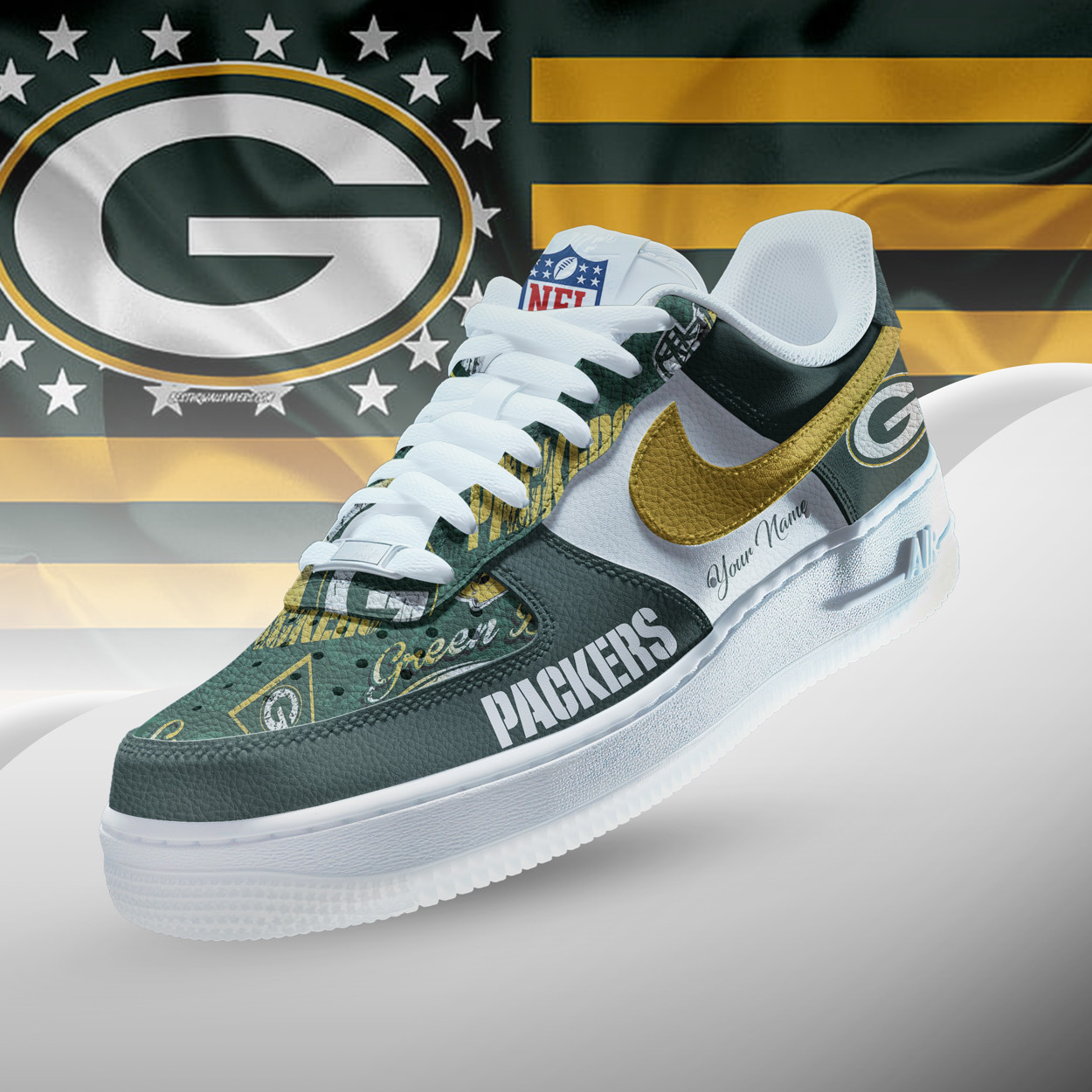 Green Bay Packers | Premium NFL Personalized Team Icon AF1 Shoes NTH1
