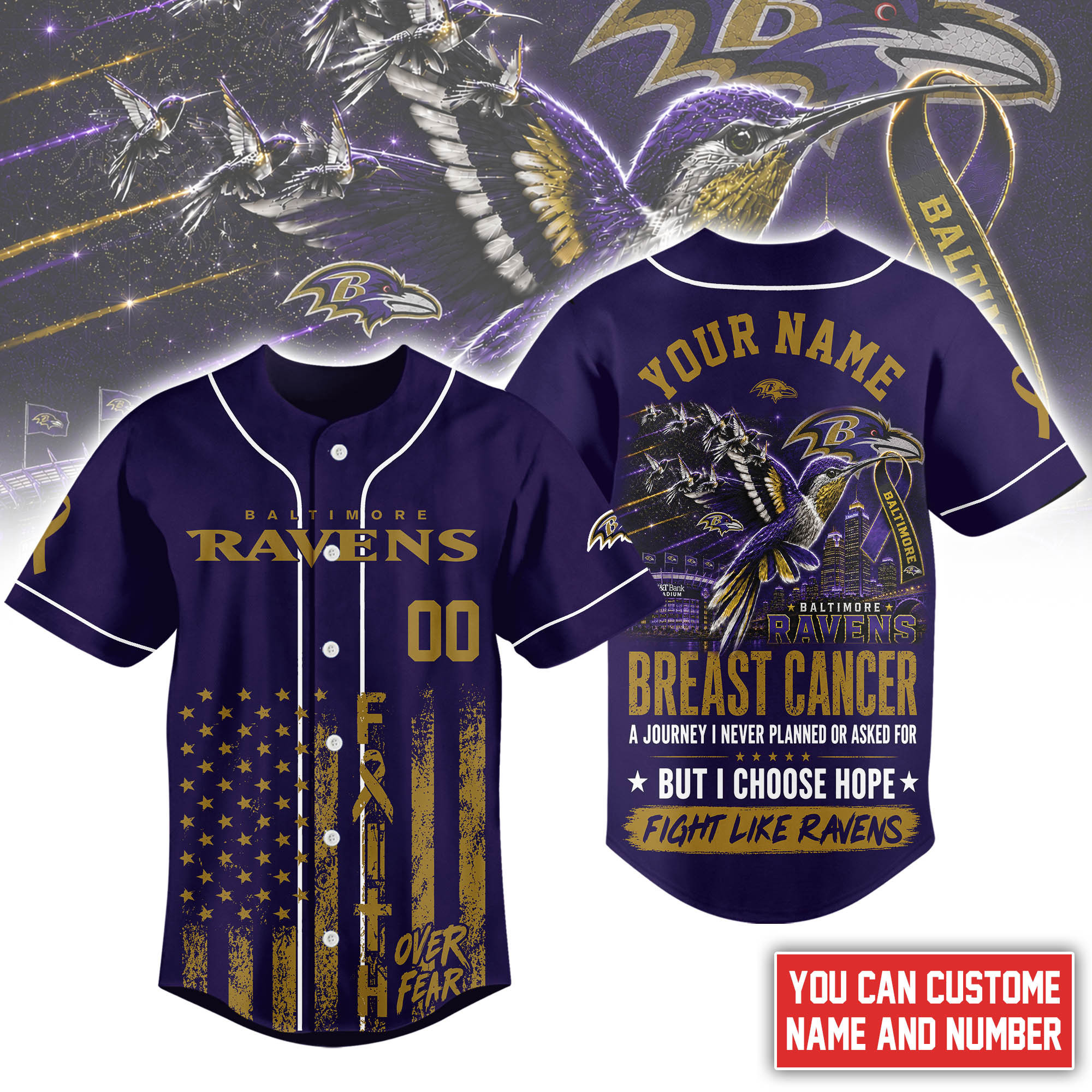 Baltimore Ravens | Premium NFL Hope Over Fear Jersey NTH1
