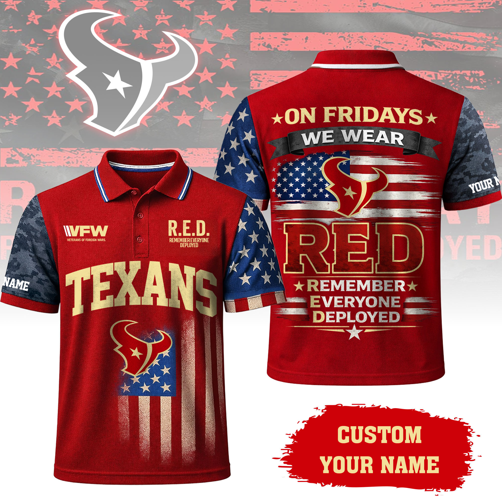 Houston Texans | Premium NFL Red Friday Polo Shirt TD