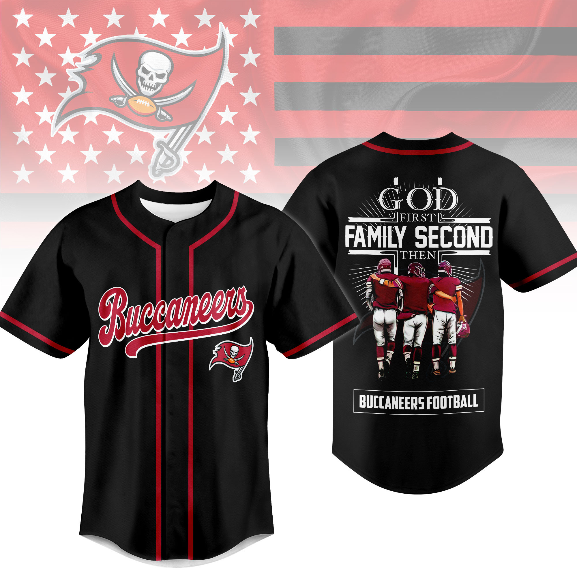 Tampa Bay Buccaneers | Premium NFL God First, Family Second – Faith & Brotherhood Football Jersey NTH1