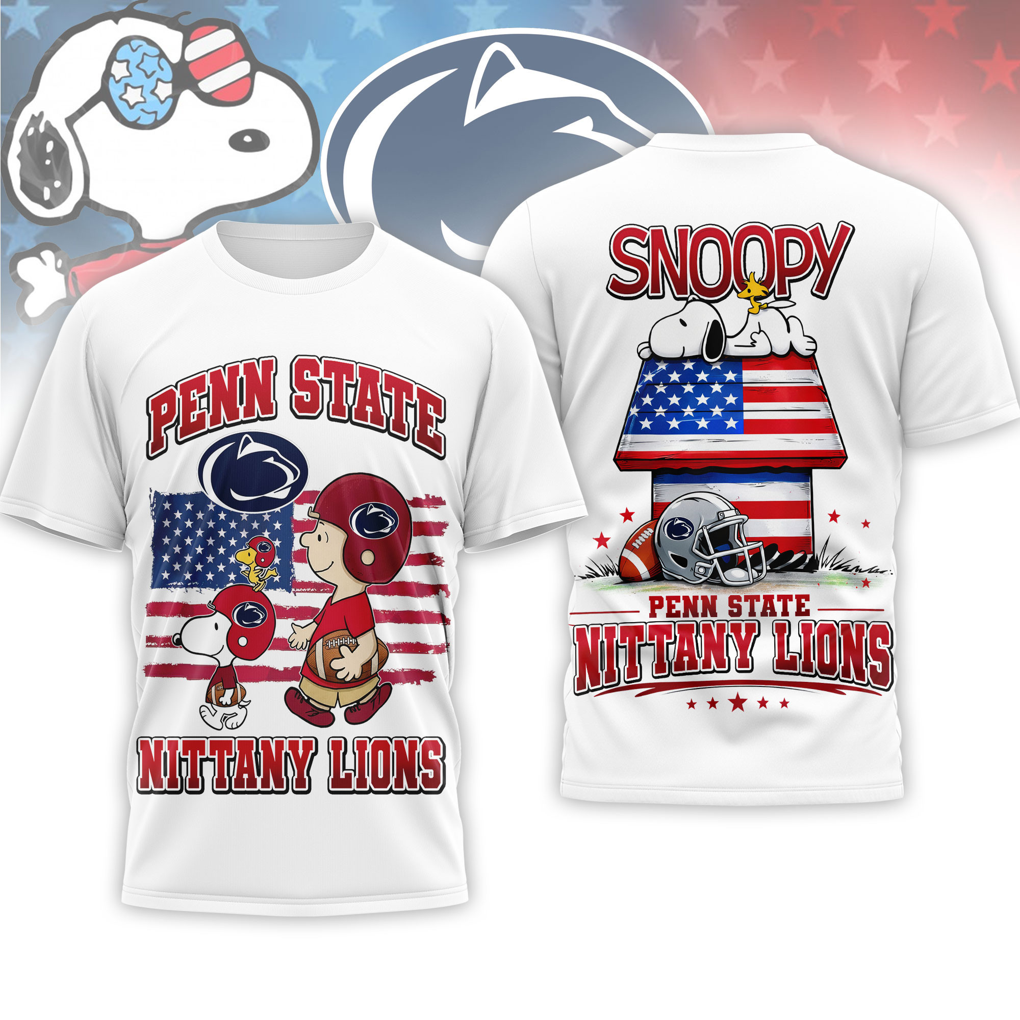 Penn State Nittany Lions | Premium NCAA America 250 with Snoopy 3D Shirt NTH1