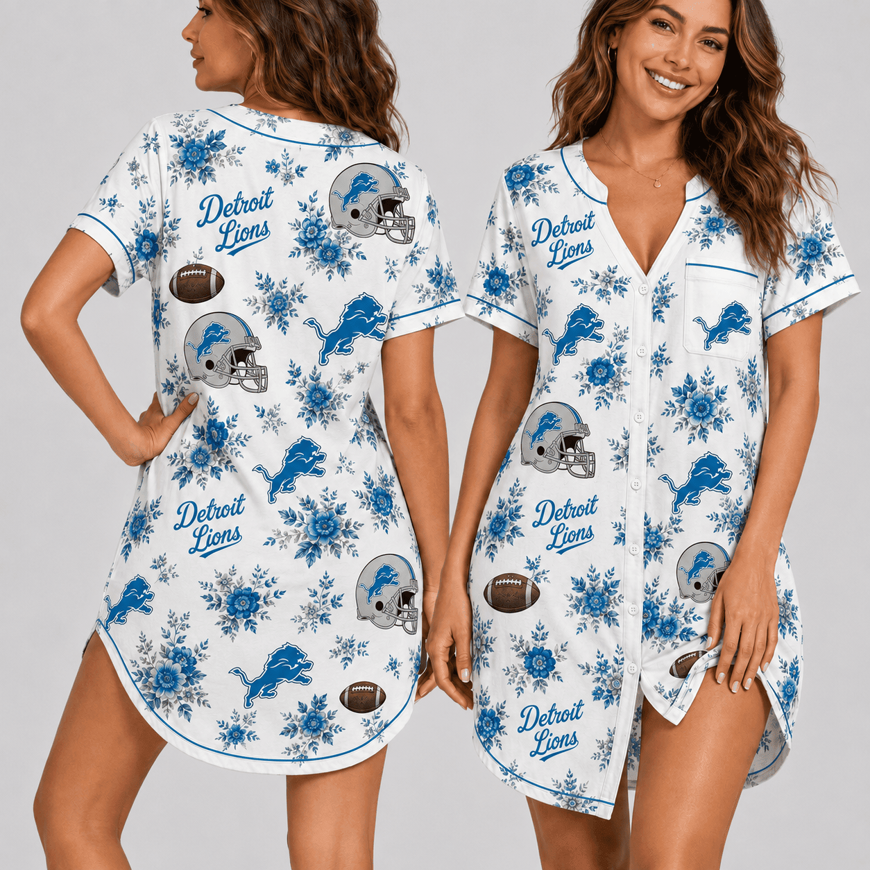 Detroit Lions | Premium NFL Football Fan Favorites Women Pajamas Dress TD