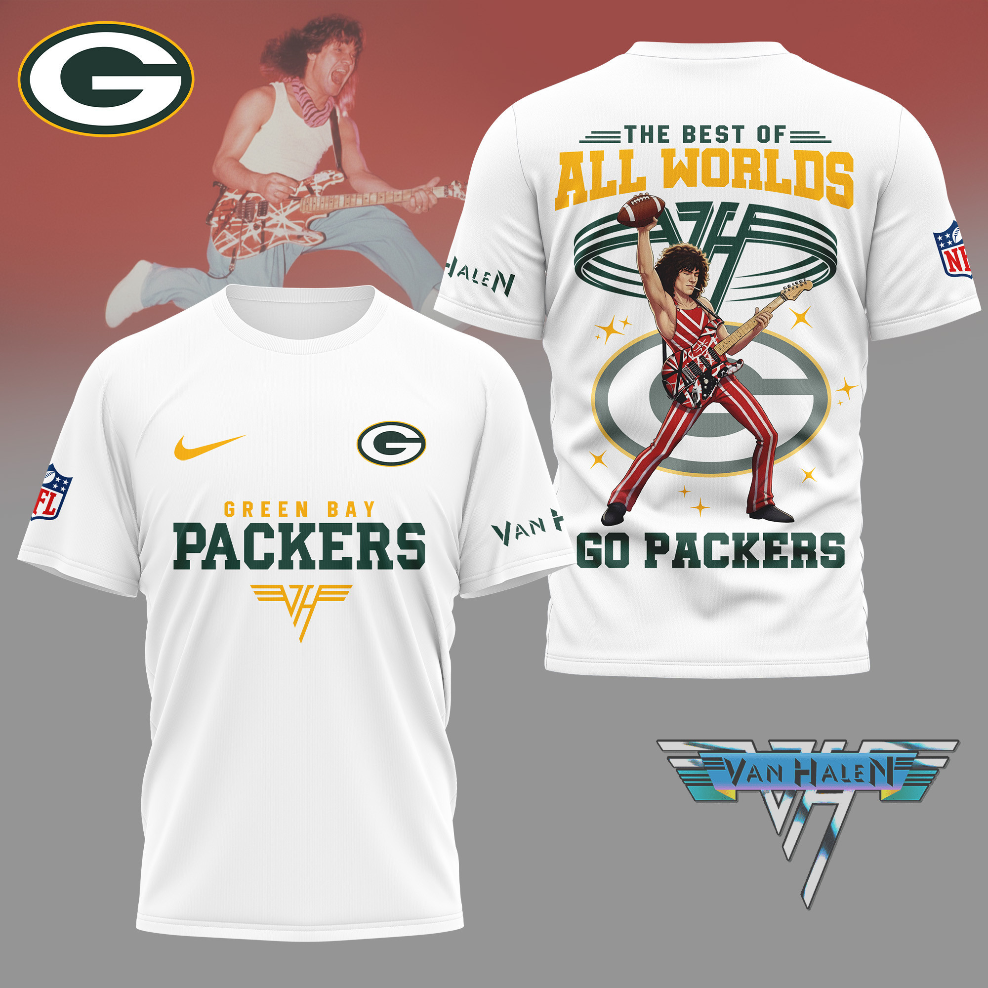 Green Bay Packers | Premium NFL Van Halen Graphic 3D Shirt NY