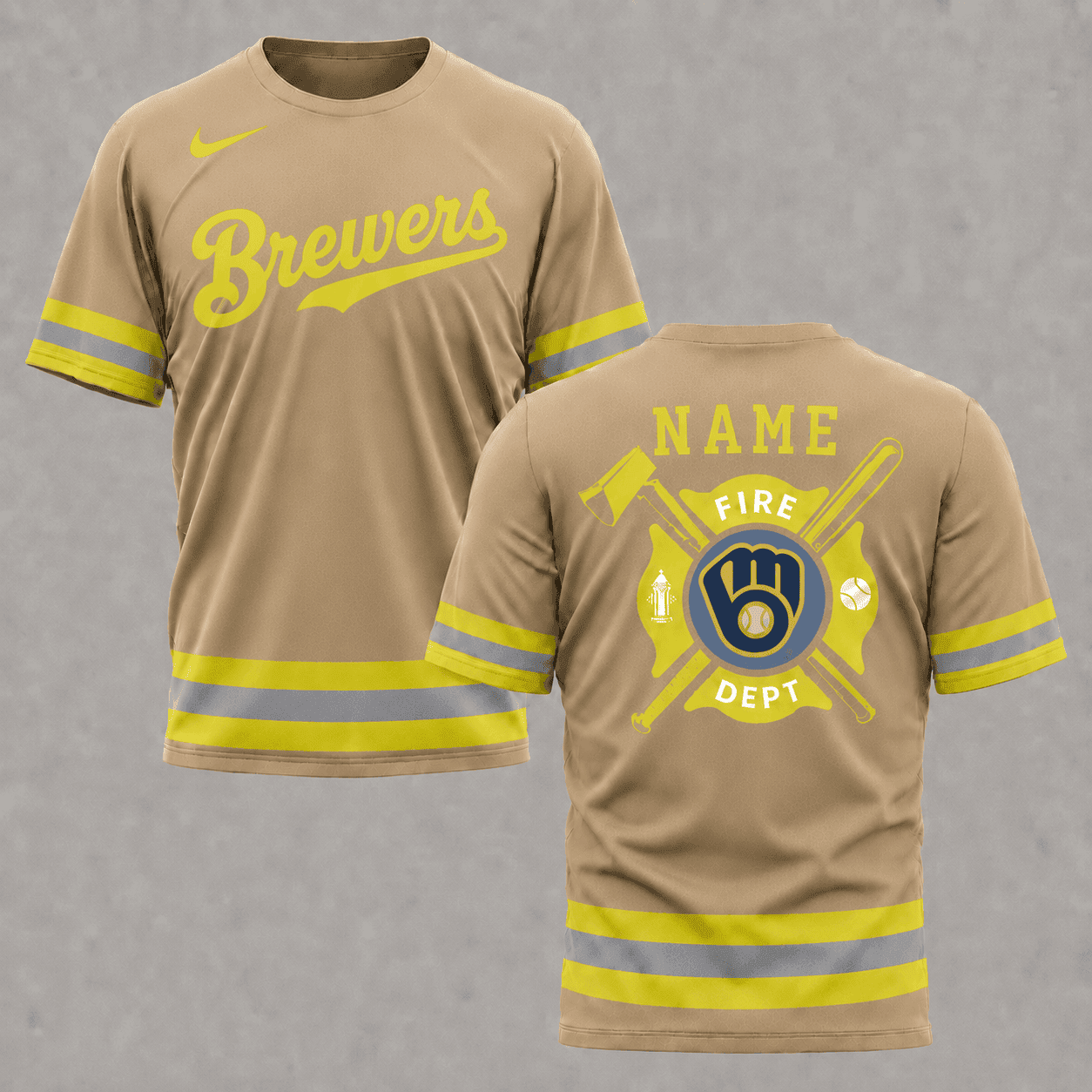 Milwaukee Brewers | MLB x Personalized Firefighters Hi-vis 3D Shirt