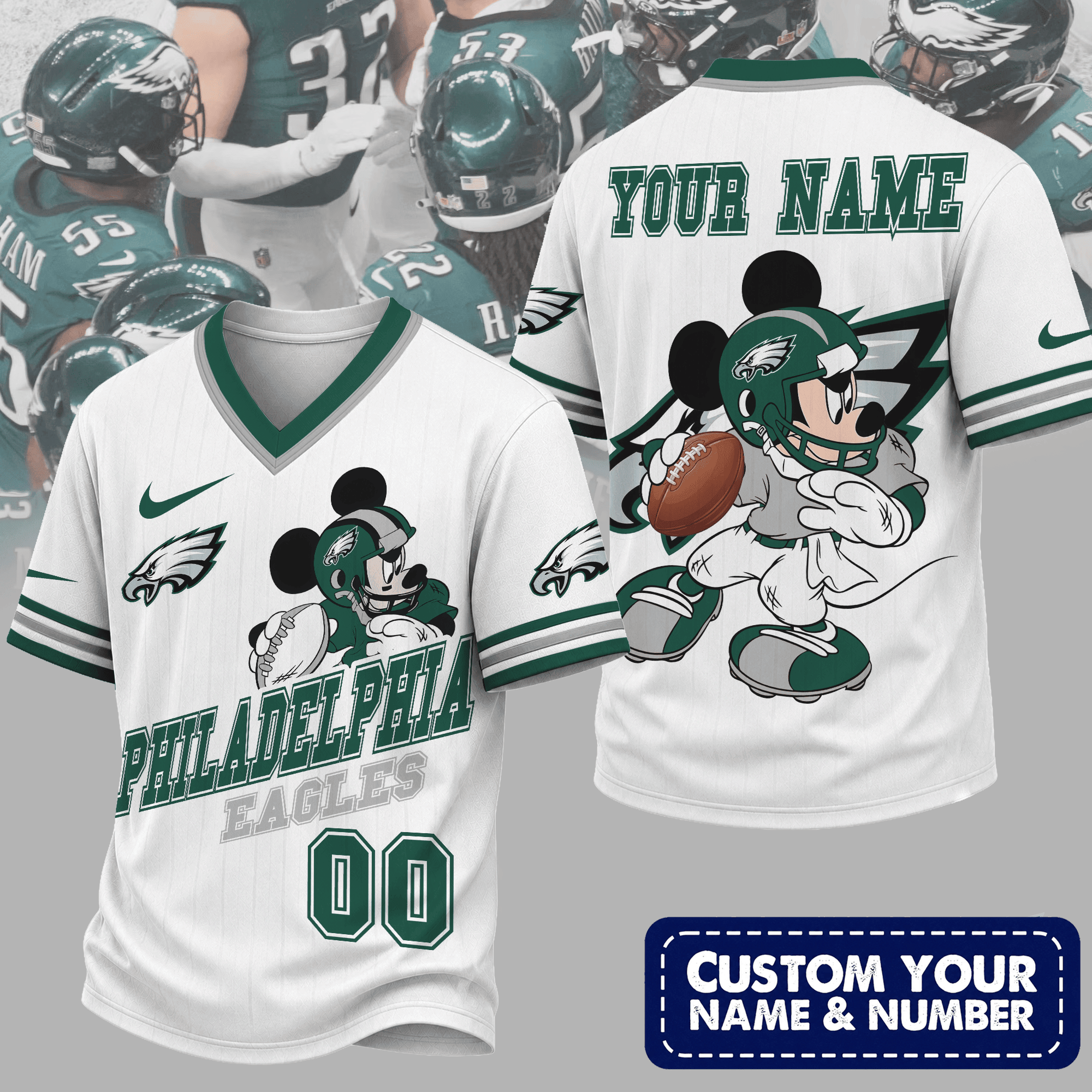 Philadelphia Eagles | Premium NFL Mickey Quarterback V-Neck Jersey NTH1