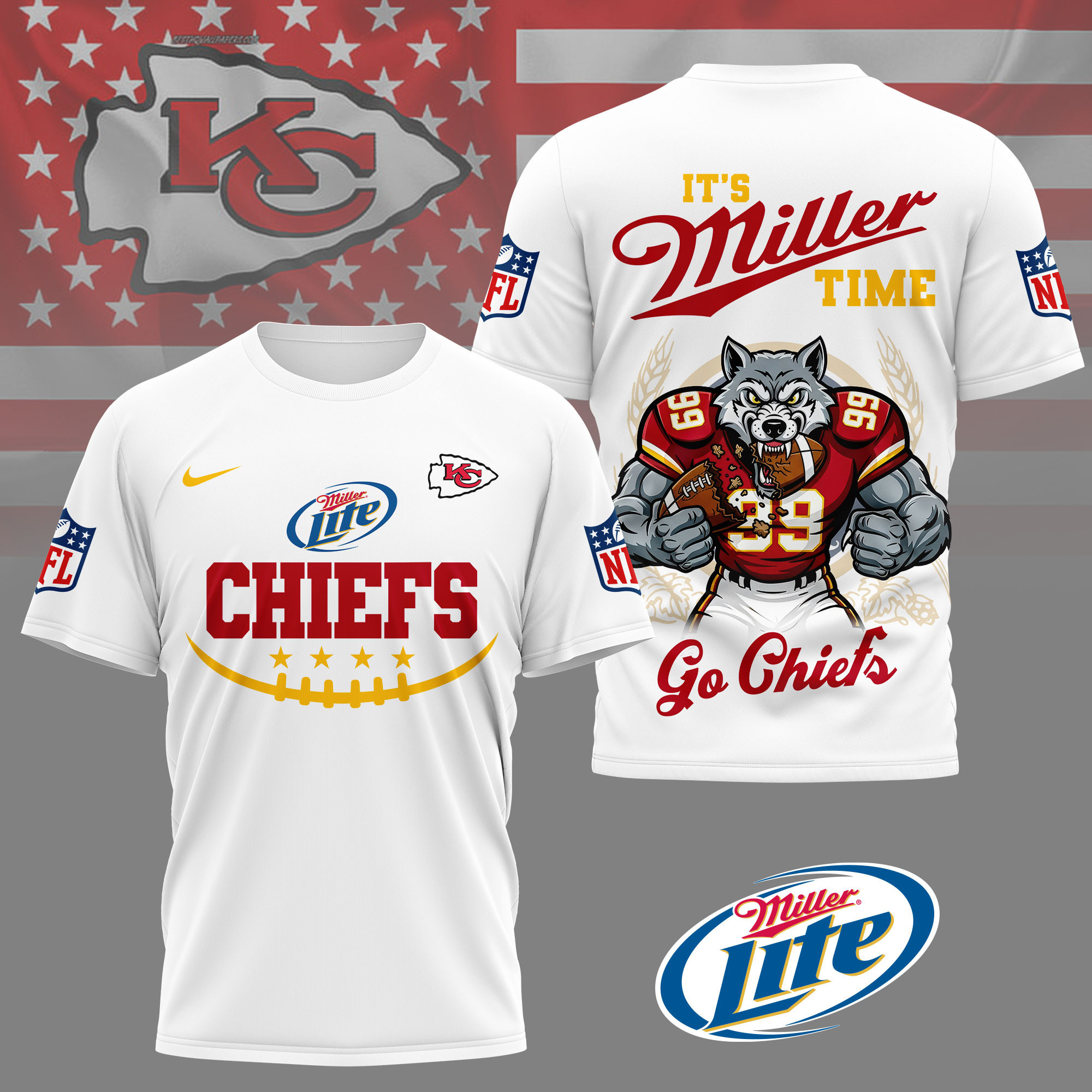 Kansas City Chiefs | Premium NFL Miller Lite 3D Shirt NY
